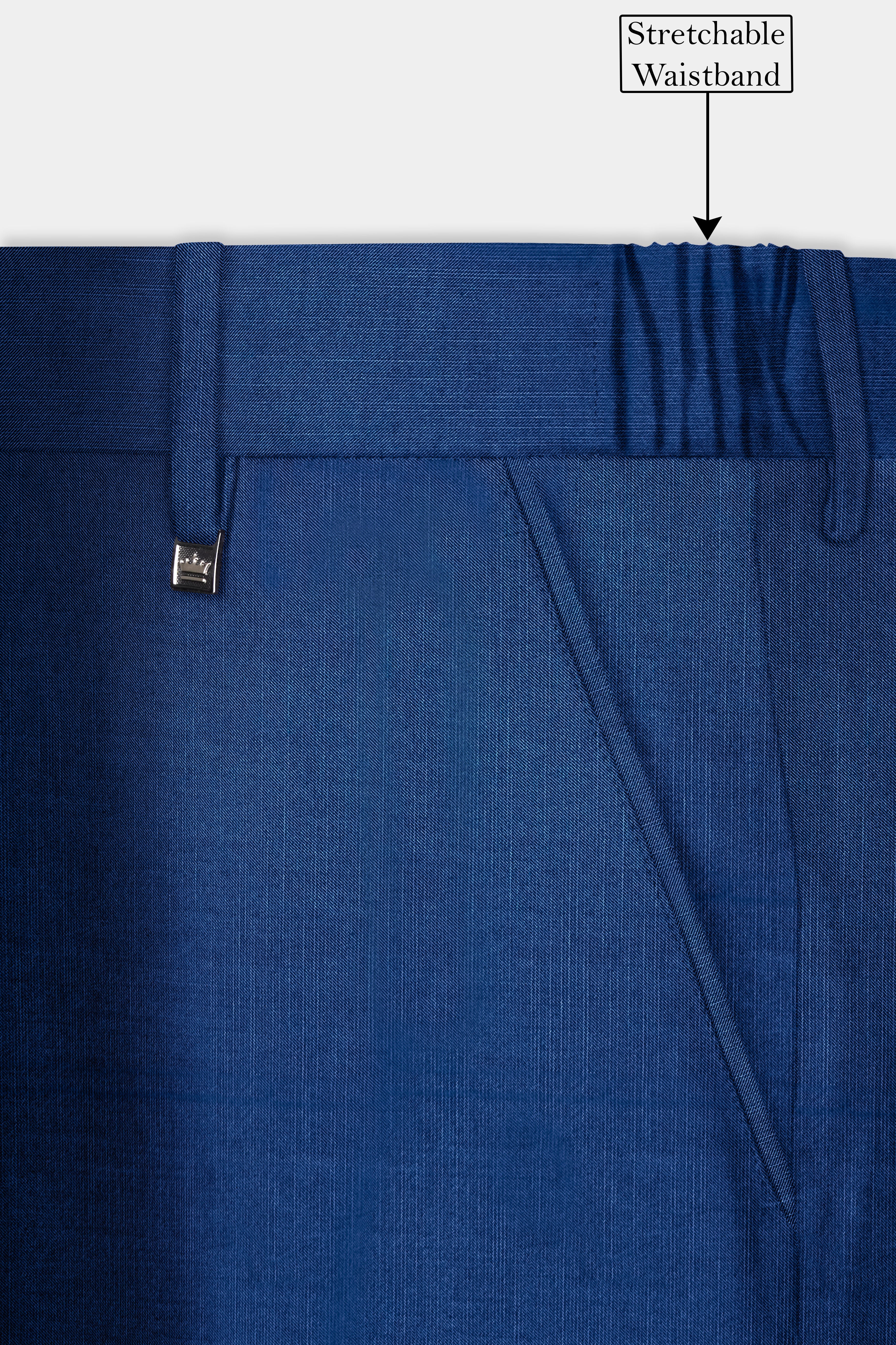 Marinoir-Cello Blue Solid Wool Rich Double Breasted Stretchable traveler Suit