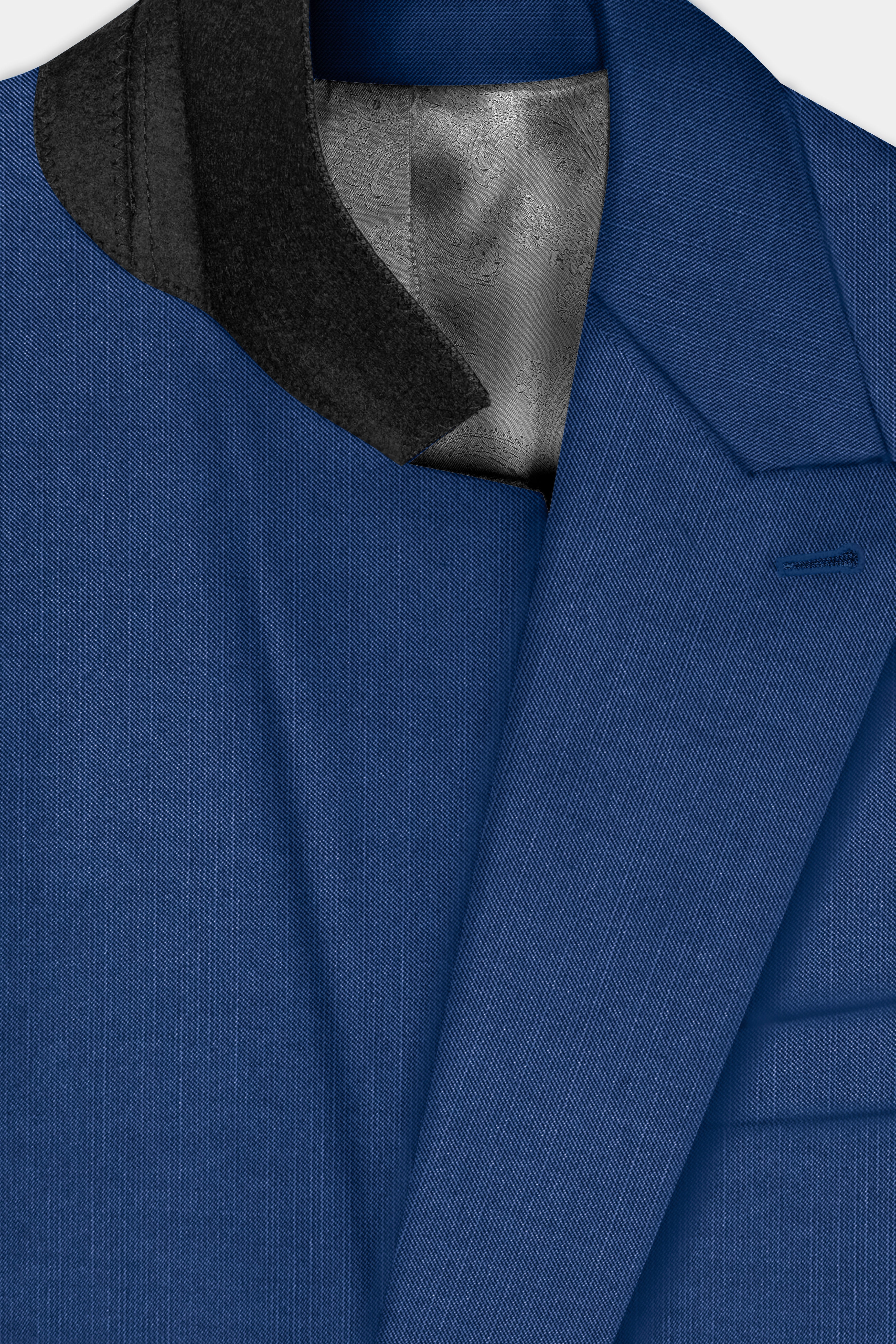 Marinoir-Cello Blue Solid Wool Rich Double Breasted Stretchable traveler Suit