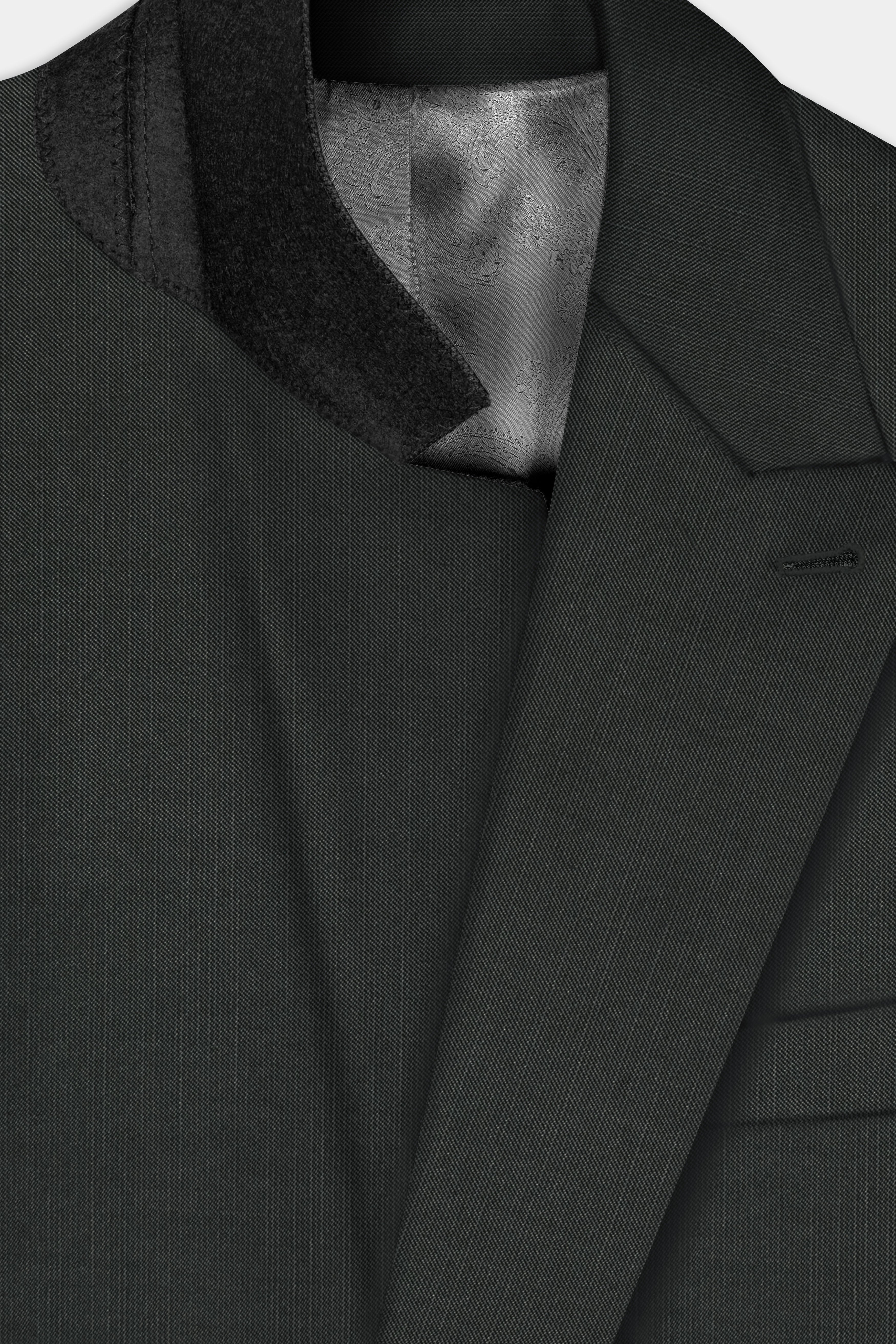 Shafton-Mine Shaft Green Solid Wool Rich Double Breasted Stretchable traveler Suit