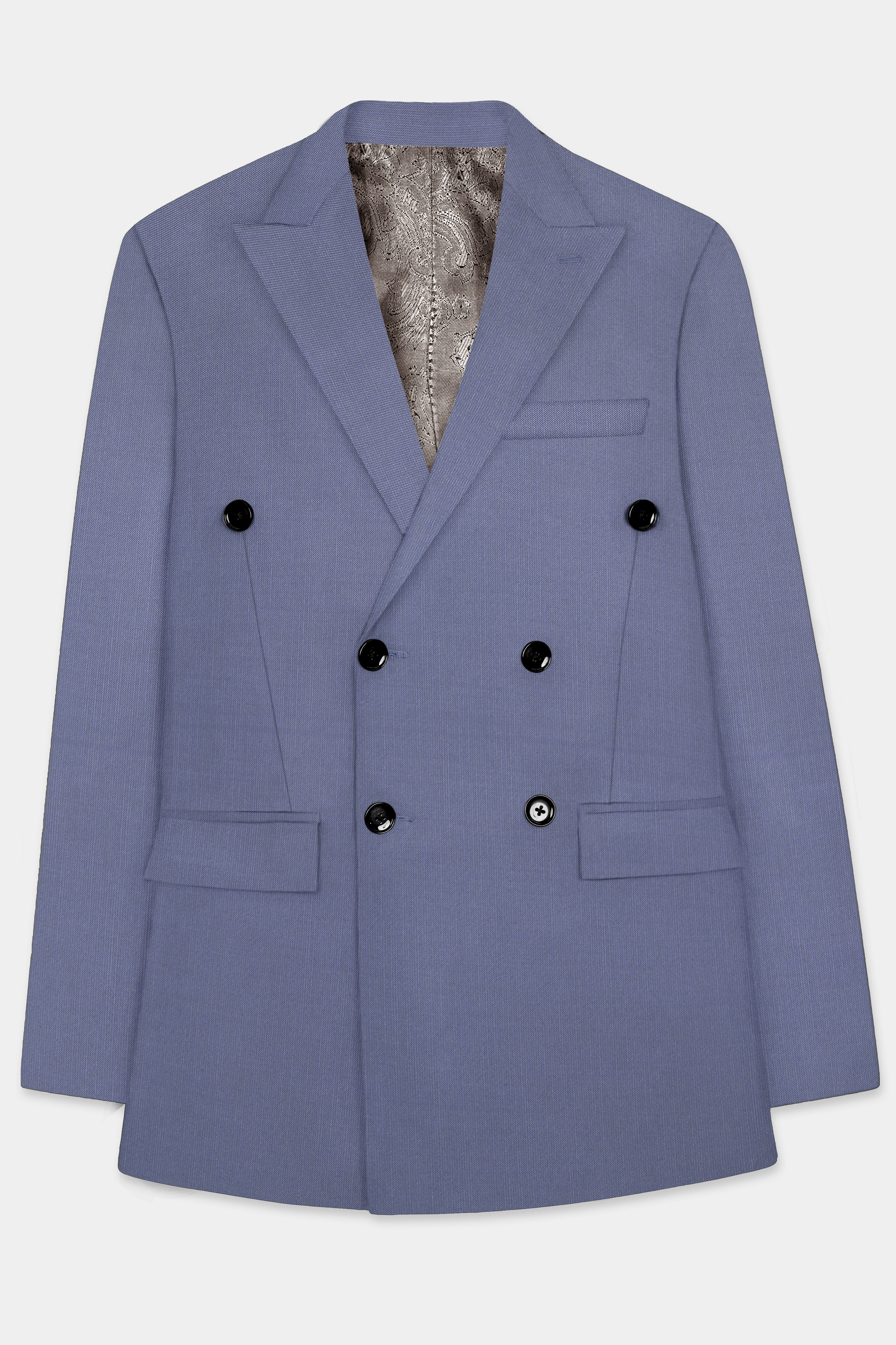 Zenith-Comet Gray Solid Wool Rich Double Breasted Stretchable traveler Suit