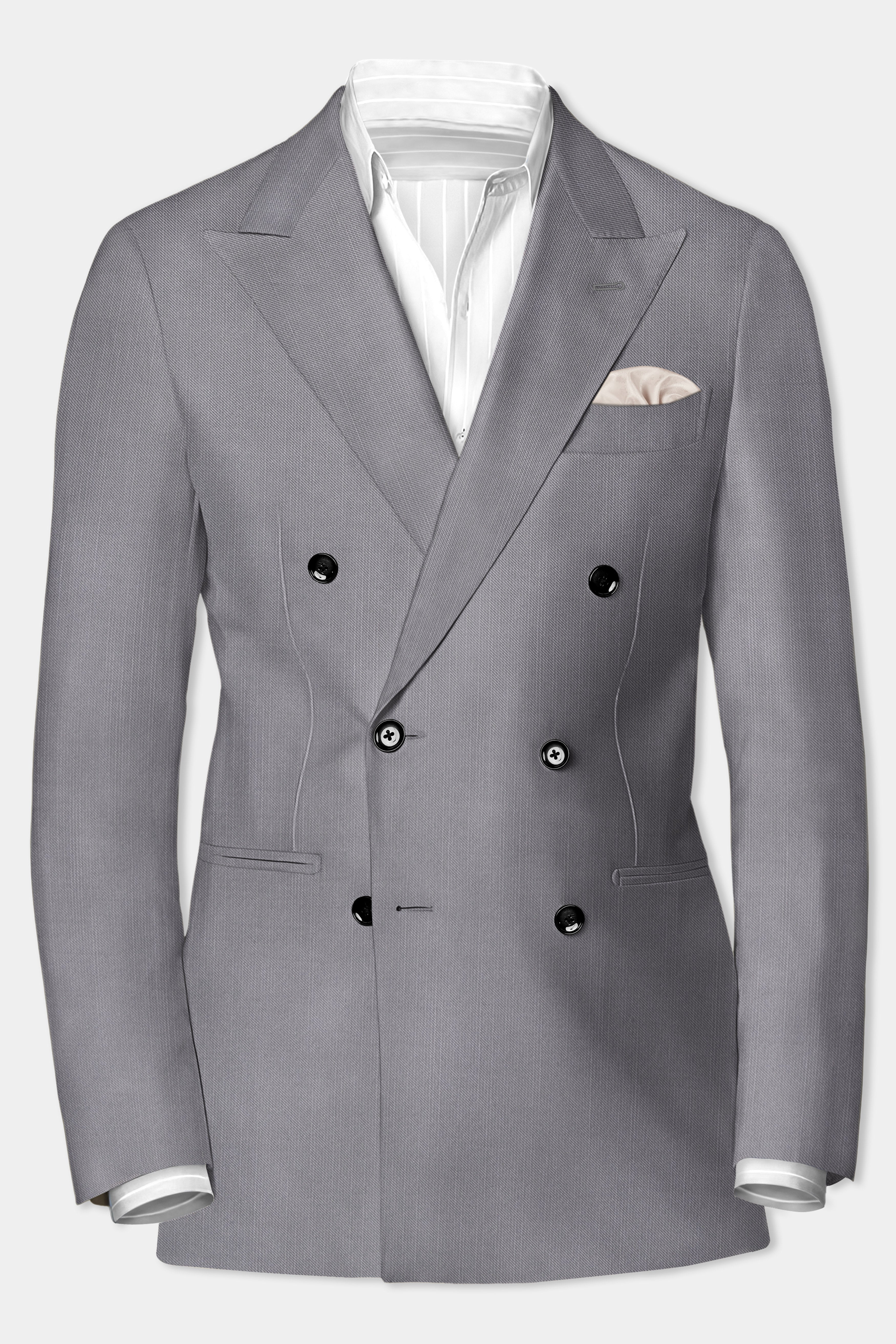 Dorian-Friar Gray Solid Wool Rich Double Breasted Stretchable traveler Suit