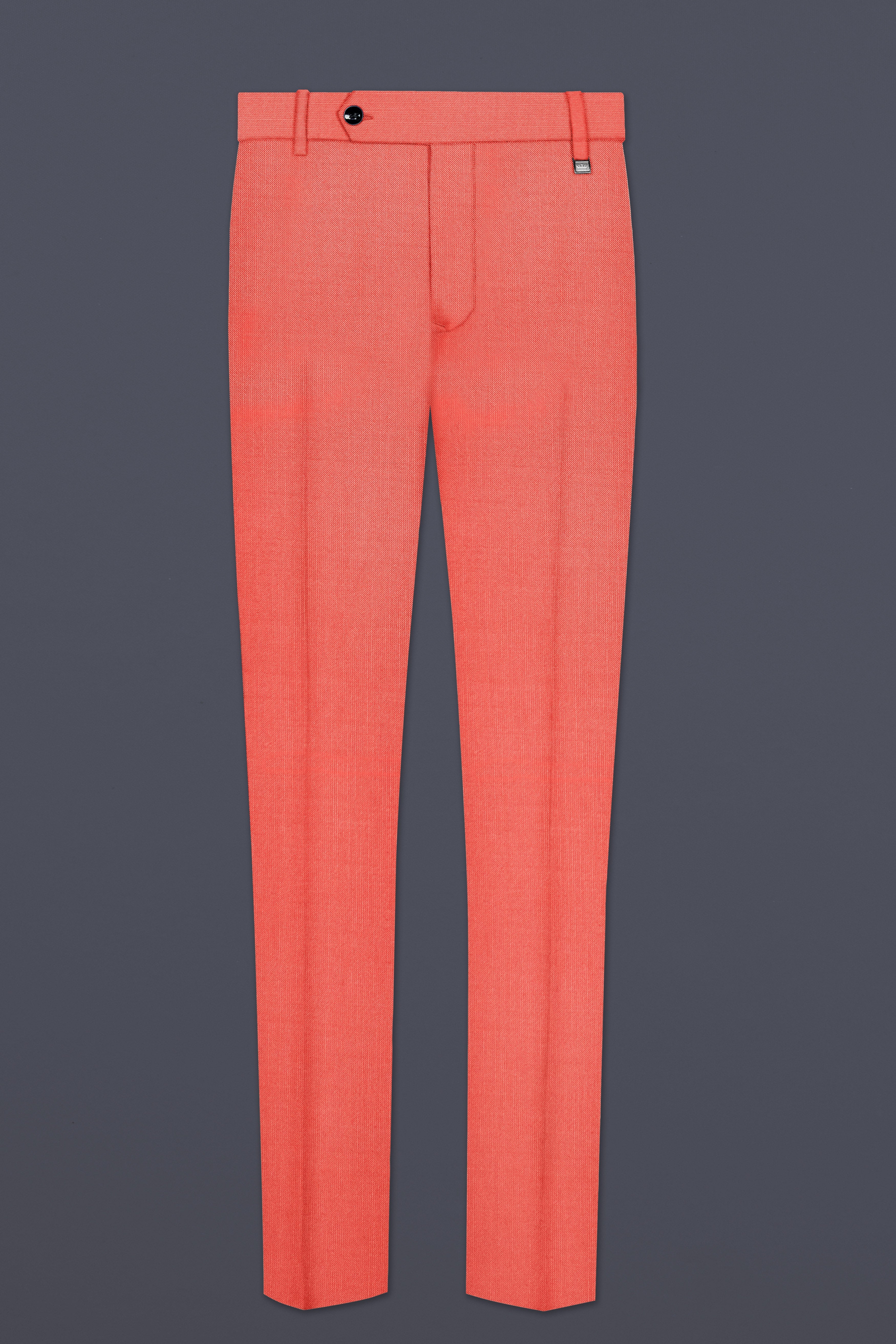 Aurora-Salmon Orange Solid Wool Rich Double Breasted Stretchable traveler Suit