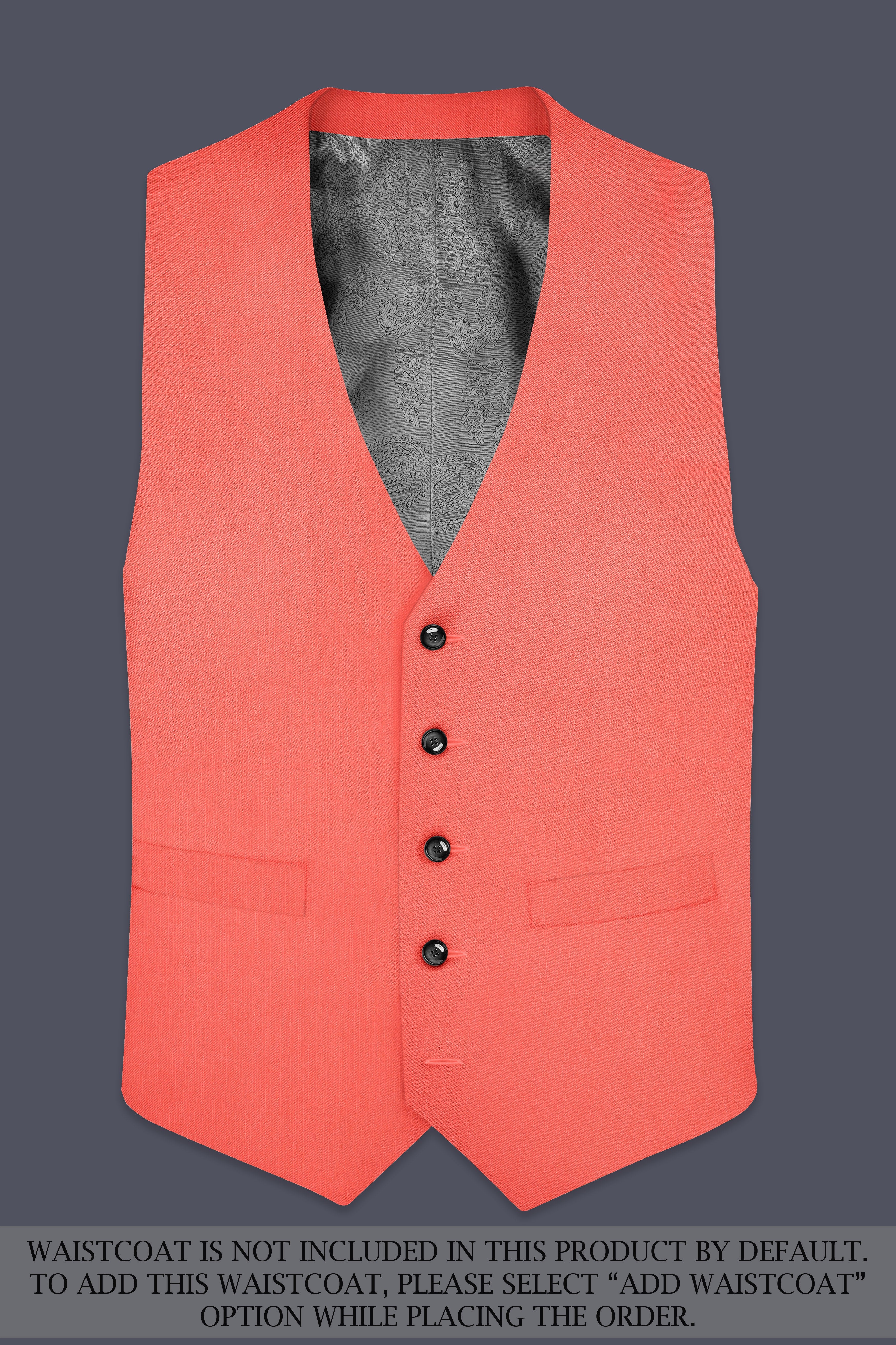 Aurora-Salmon Orange Solid Wool Rich Double Breasted Stretchable traveler Suit