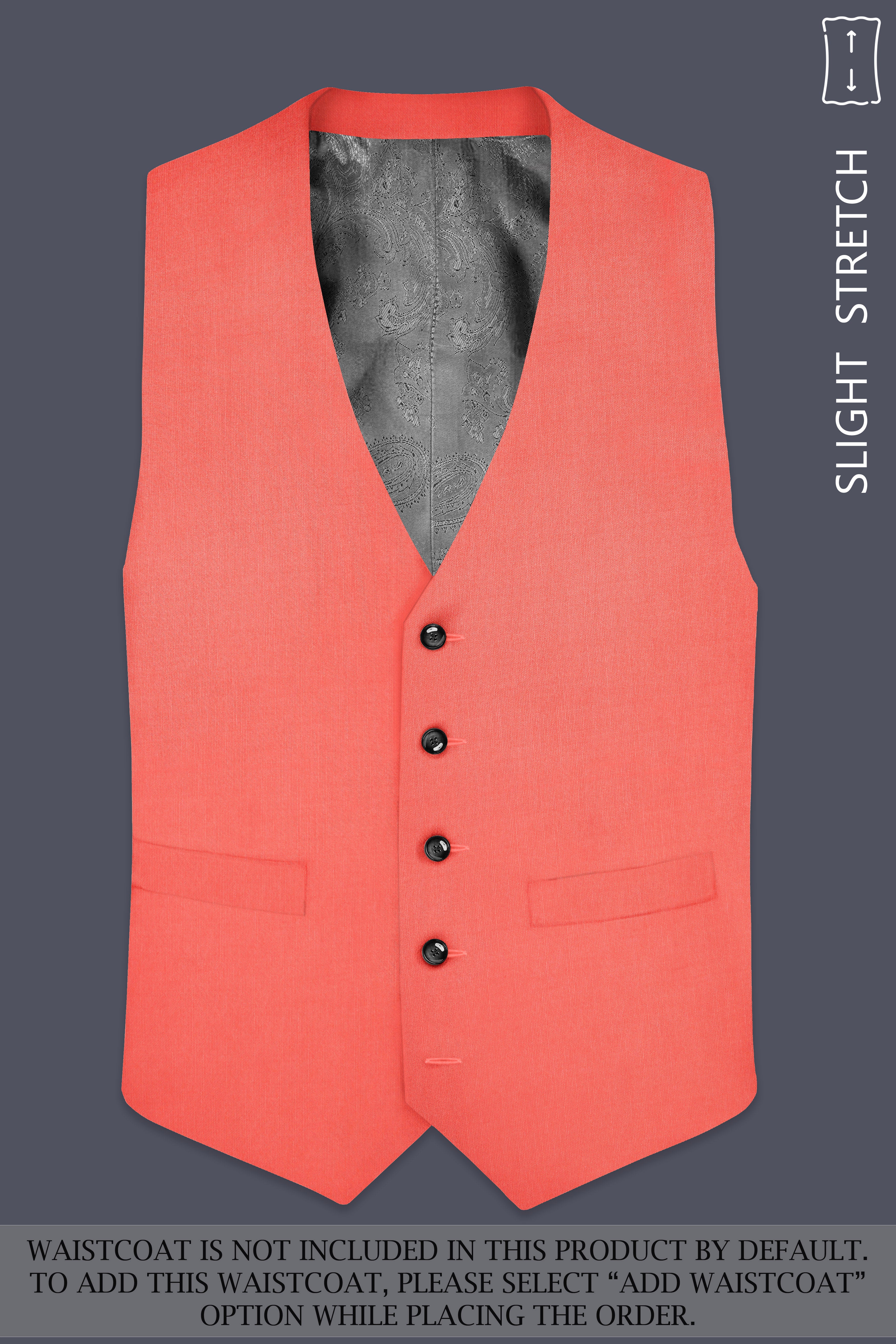 Aurora-Salmon Orange Solid Wool Rich Double Breasted Slight Stretch Suit