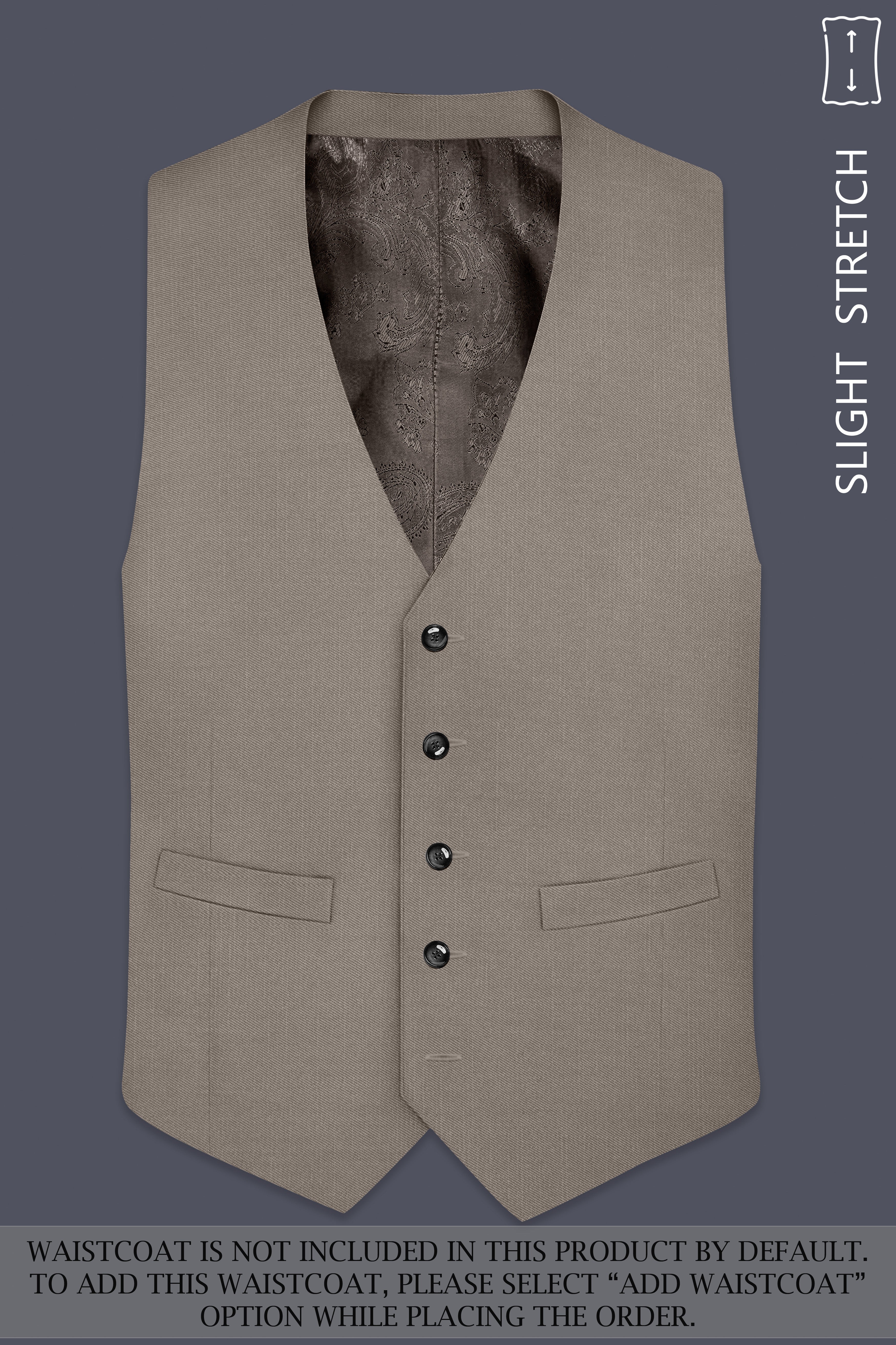 Amour-Dusty Brown Solid Wool Rich Double Breasted Slight Stretch Suit