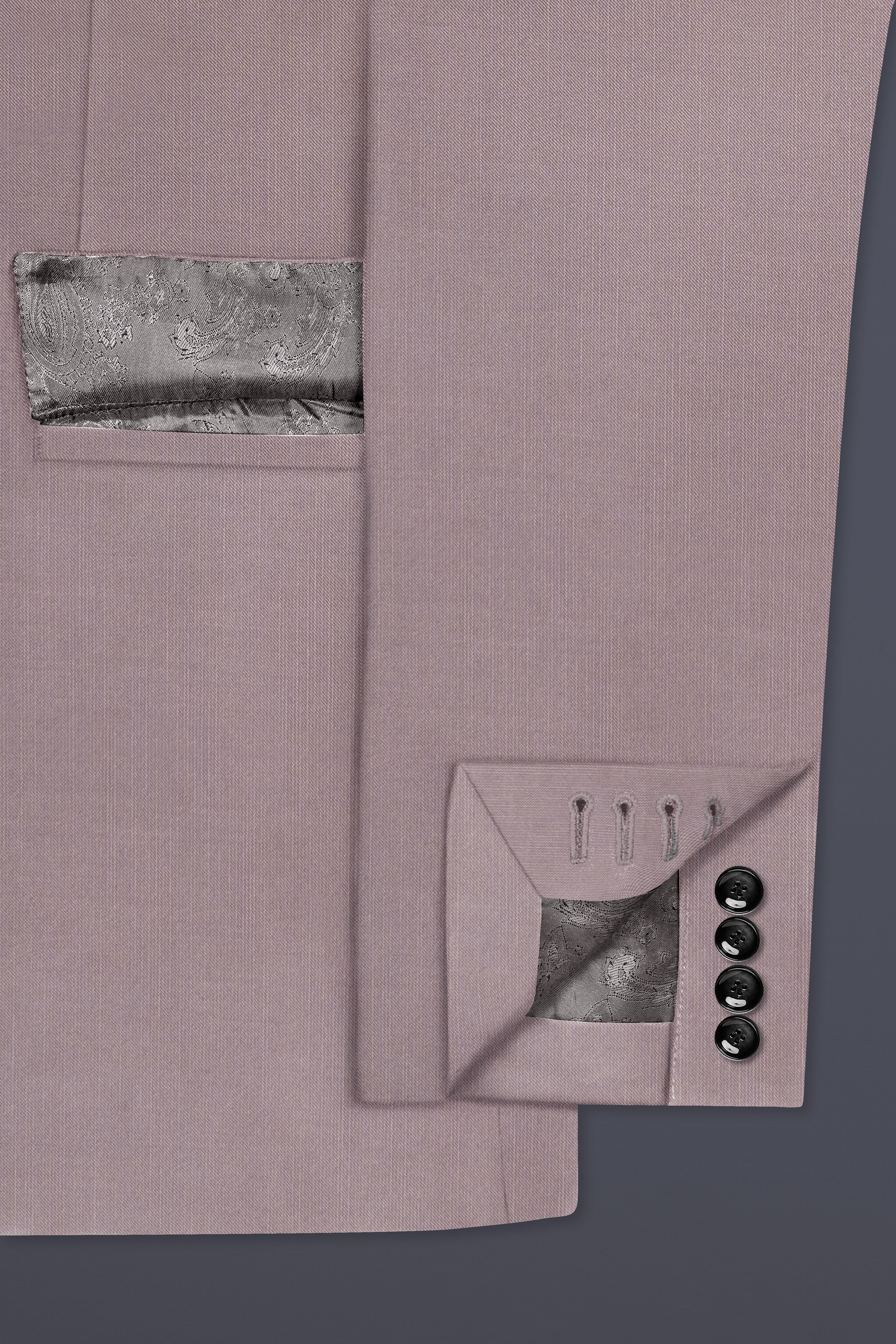 Amour-Rose Quartz Pink Solid Wool Rich Double Breasted Slight Stretch Suit