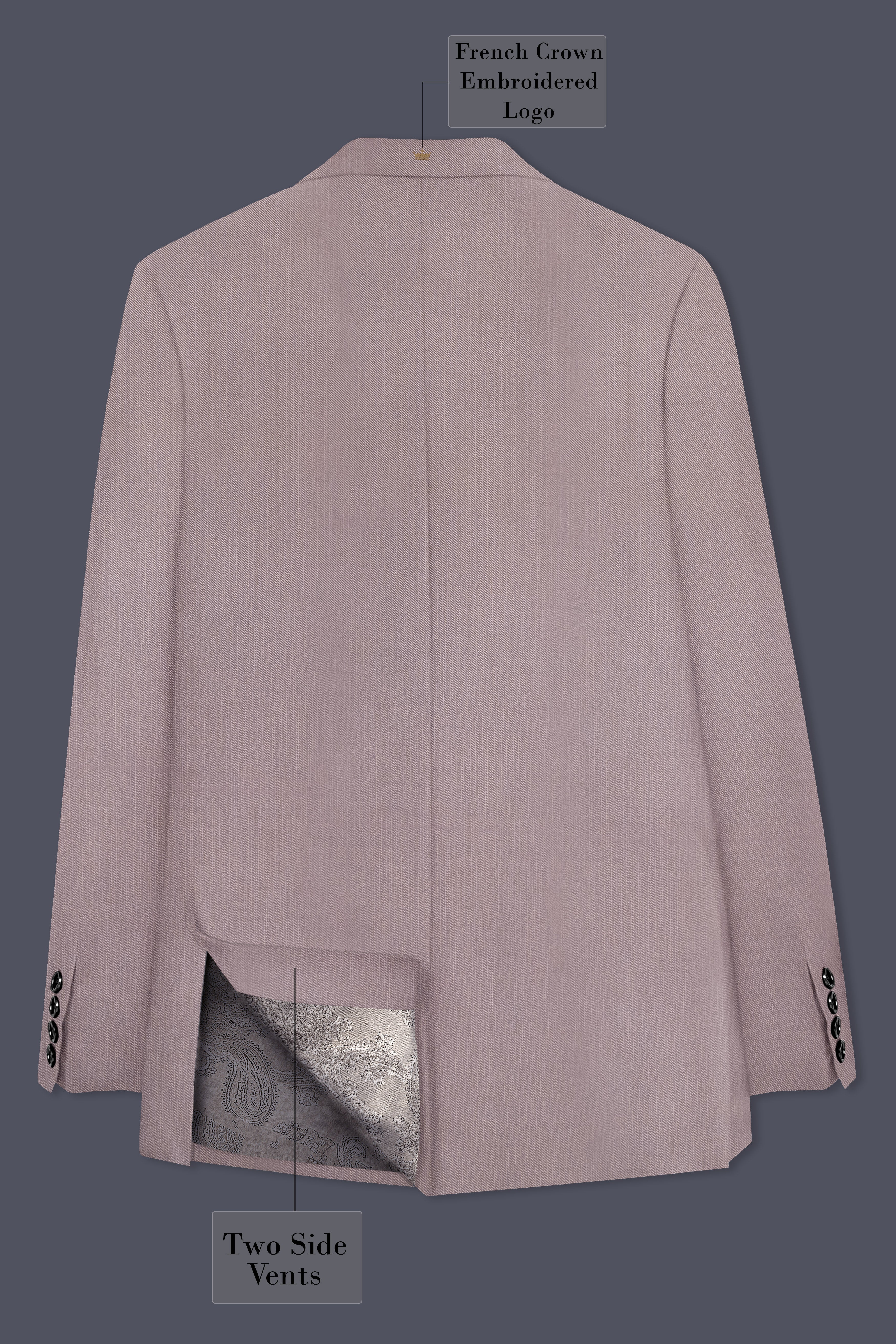 Amour-Rose Quartz Pink Solid Wool Rich Double Breasted Slight Stretch Suit