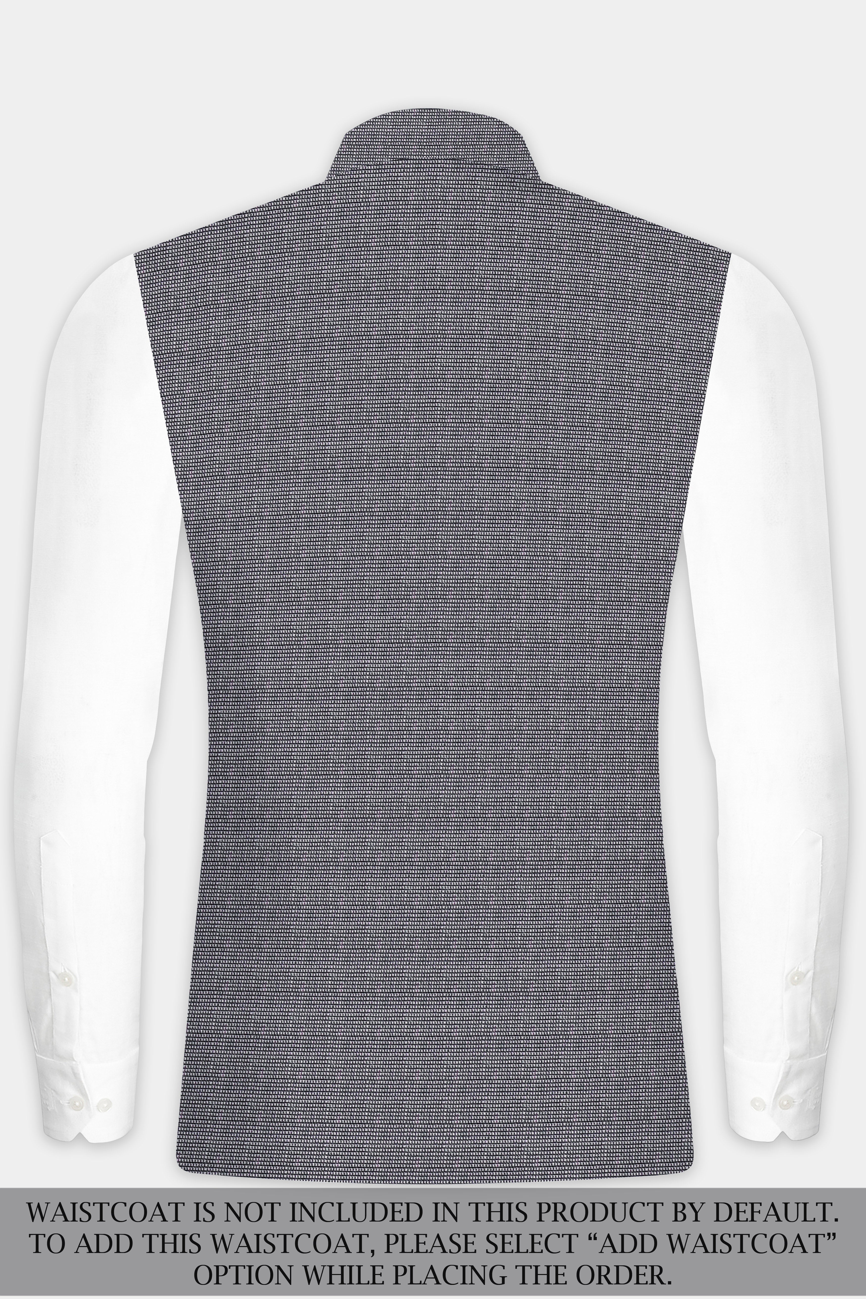 Vampire Gray Textured Wool Rich Bandhgala Designer Suit