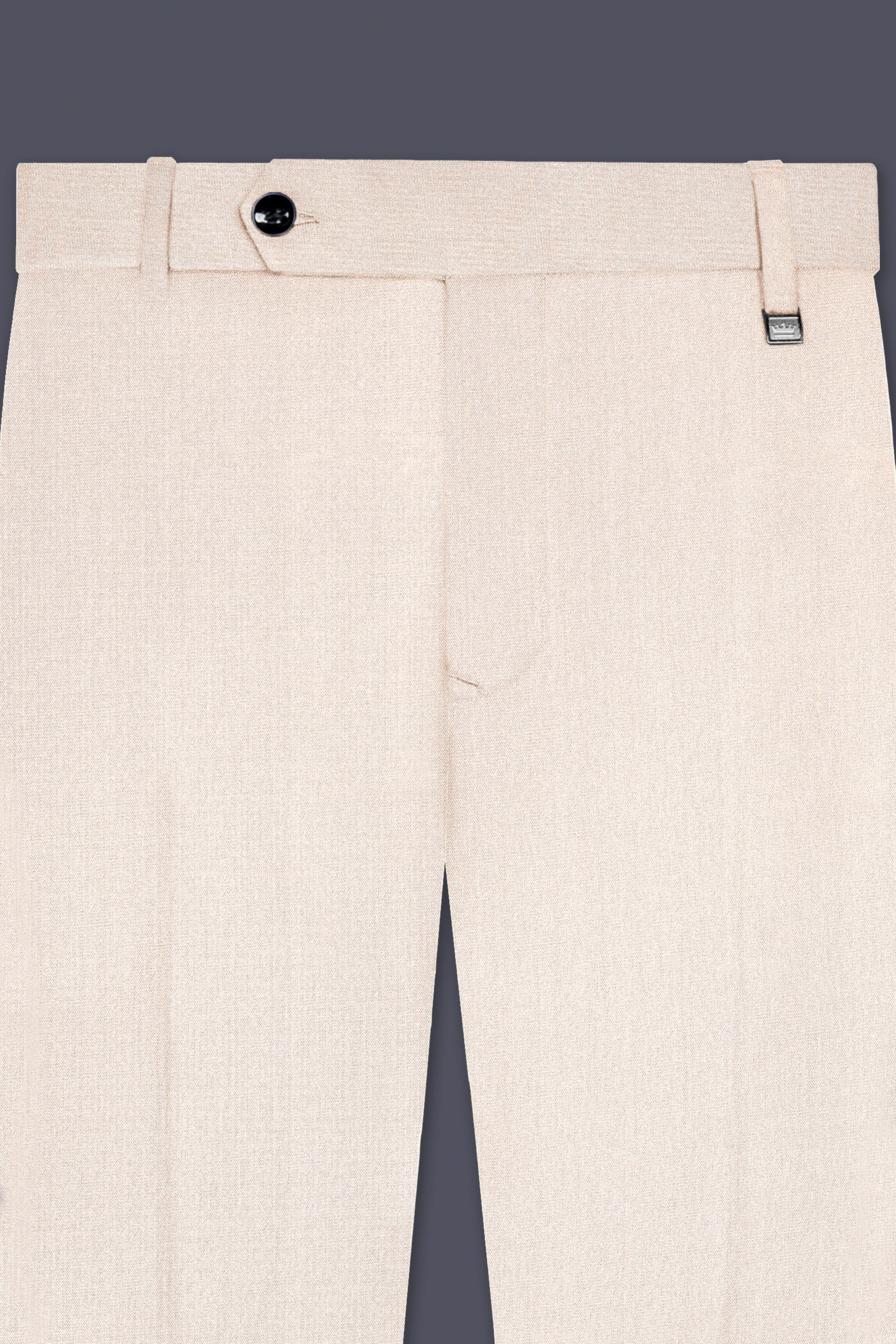 Spanish Cream Solid Wool Blend Cross Placket Bandhgala Suit