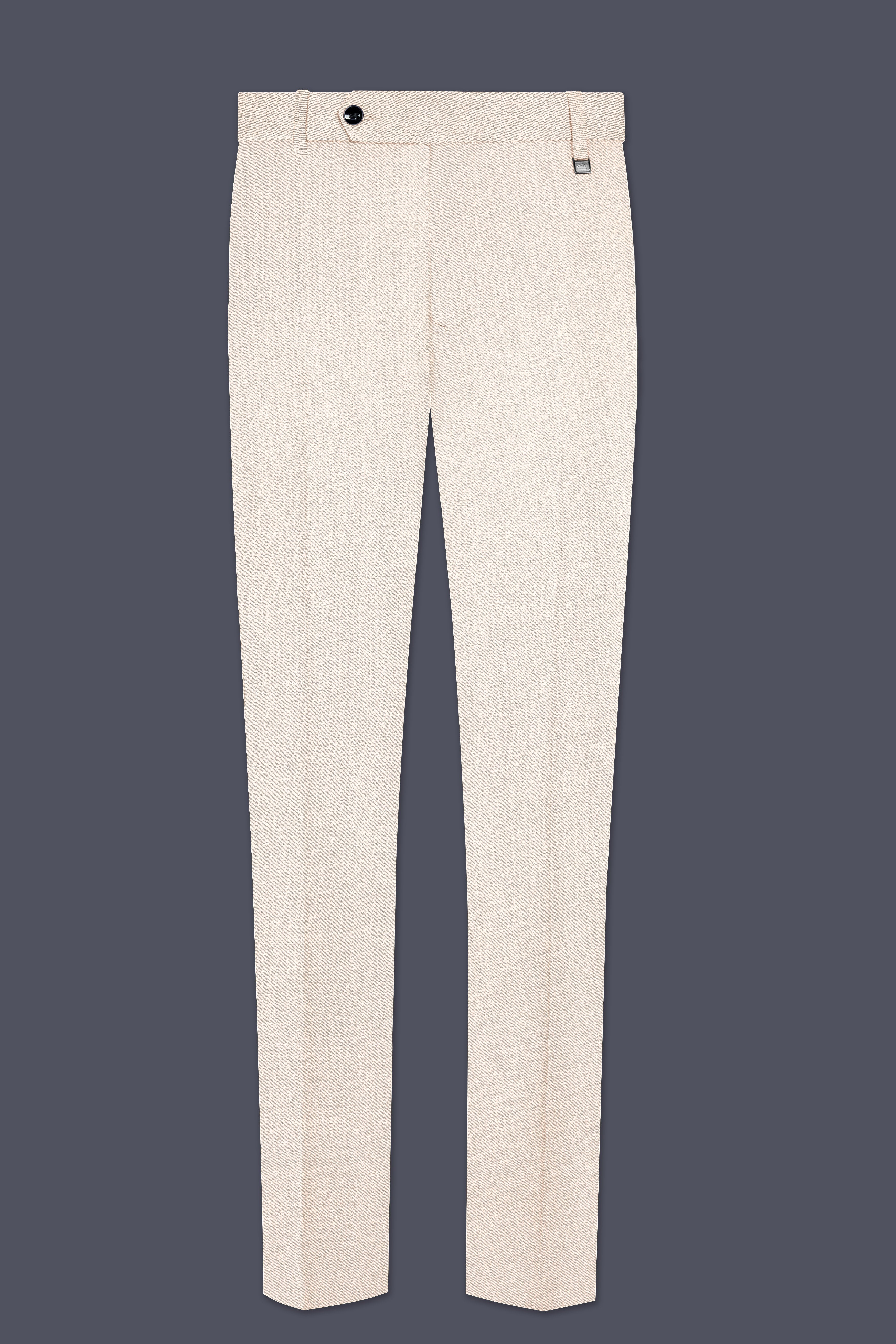 Spanish Cream Solid Wool Blend Cross Placket Bandhgala Suit