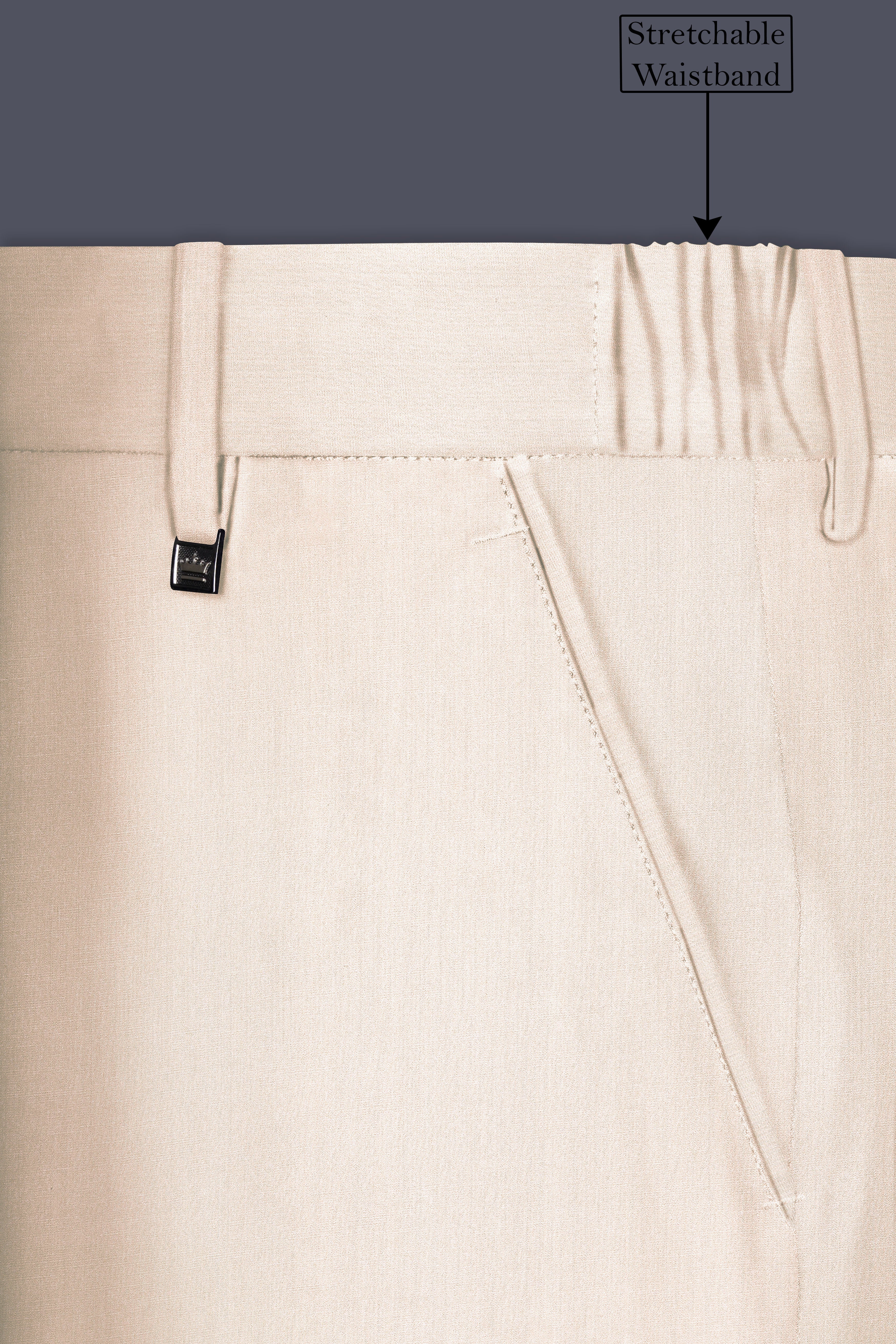 Spanish Cream Solid Wool Blend Cross Placket Bandhgala Suit