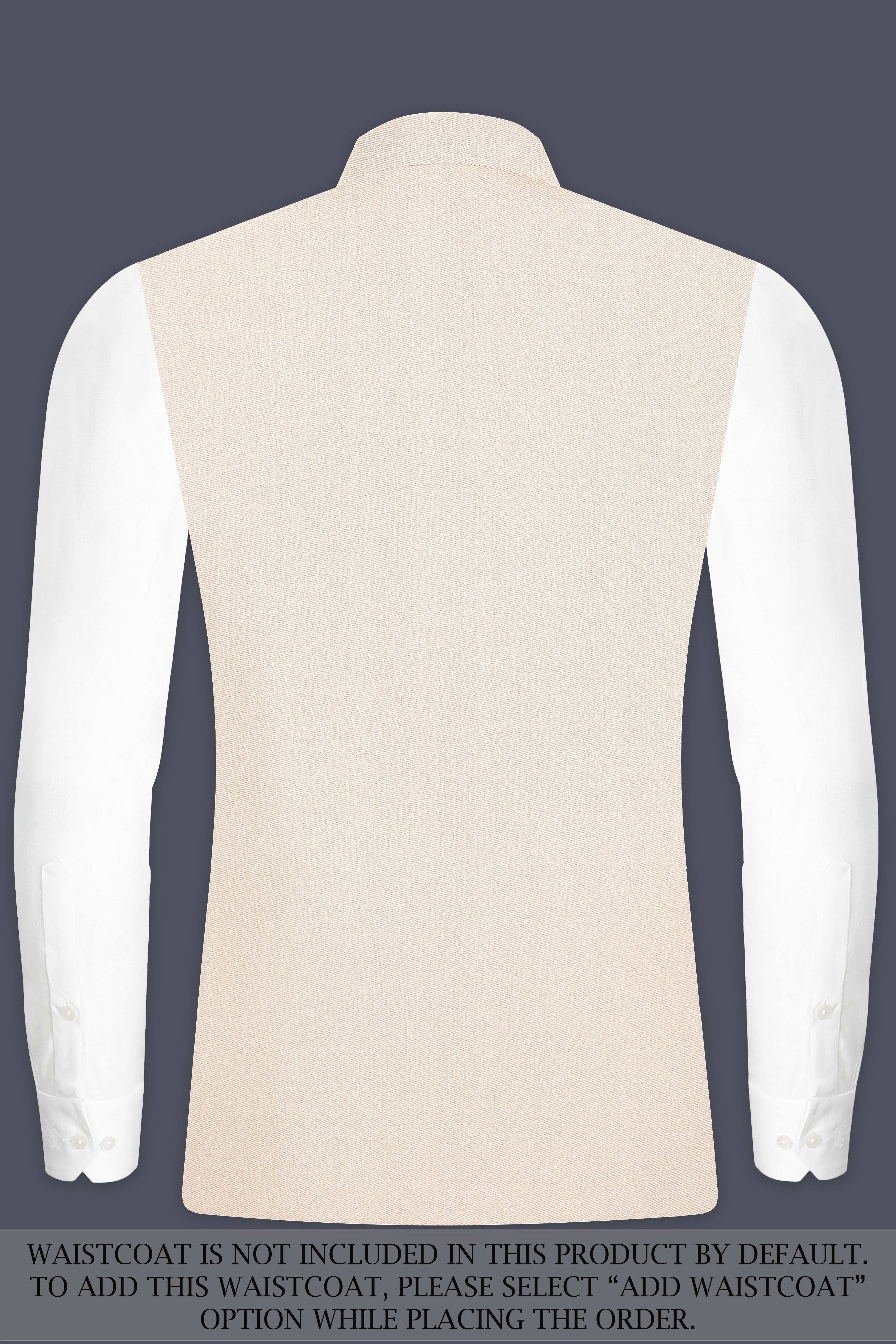 Spanish Cream Solid Wool Blend Cross Placket Bandhgala Suit