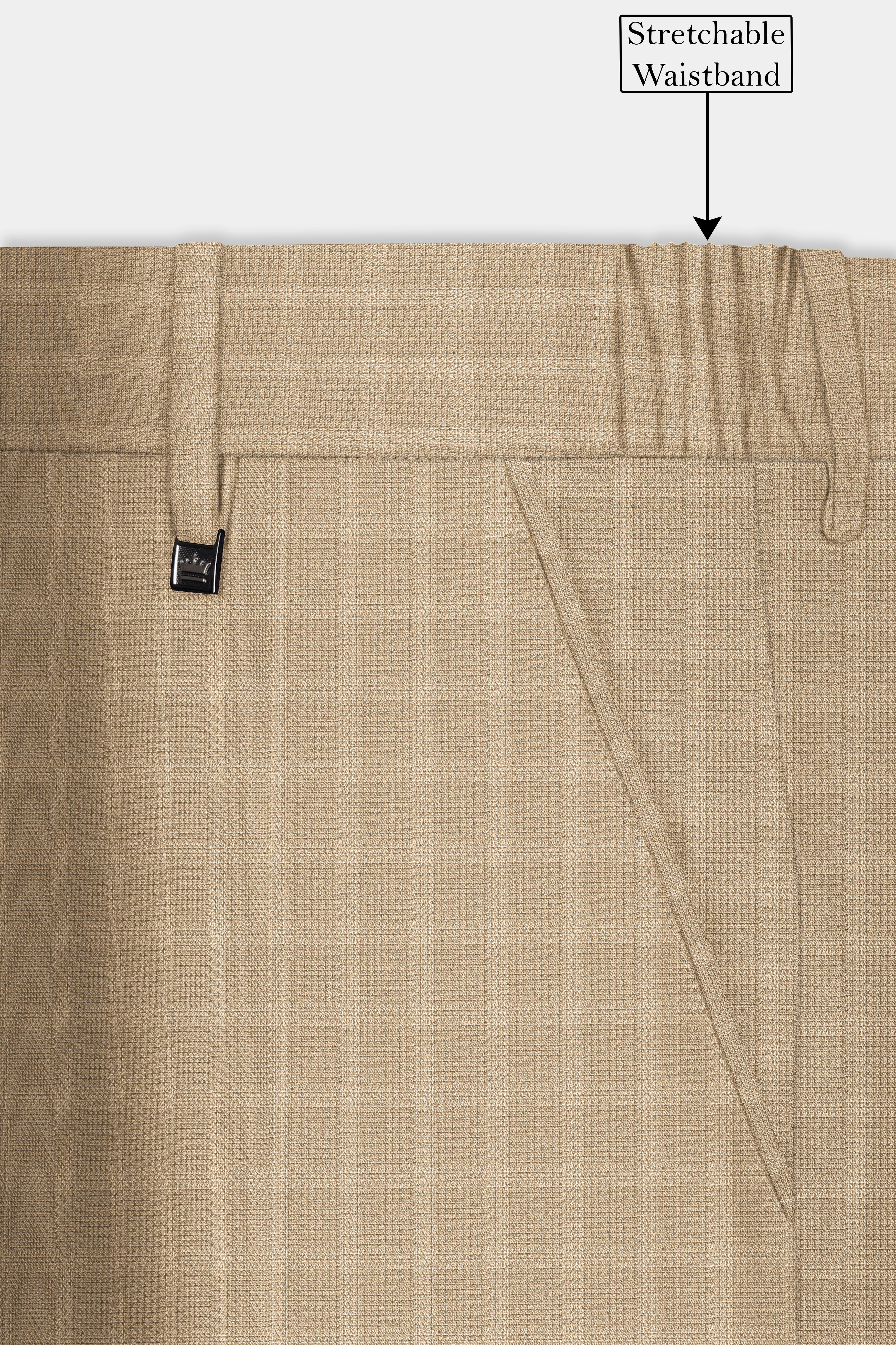 Stone Brown Plaid Wool Rich Double Breasted Suit