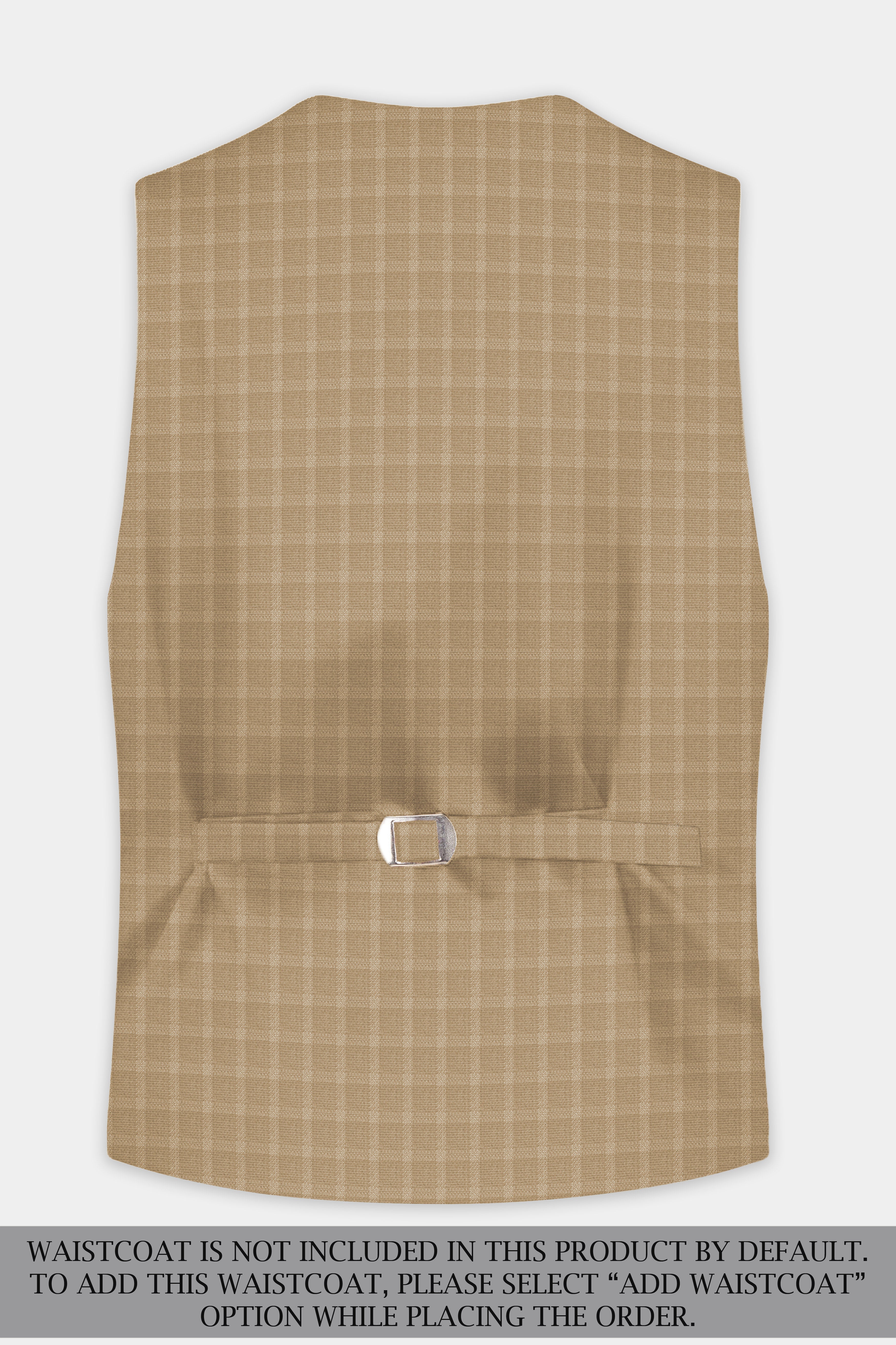 Stone Brown Plaid Wool Rich Double Breasted Suit