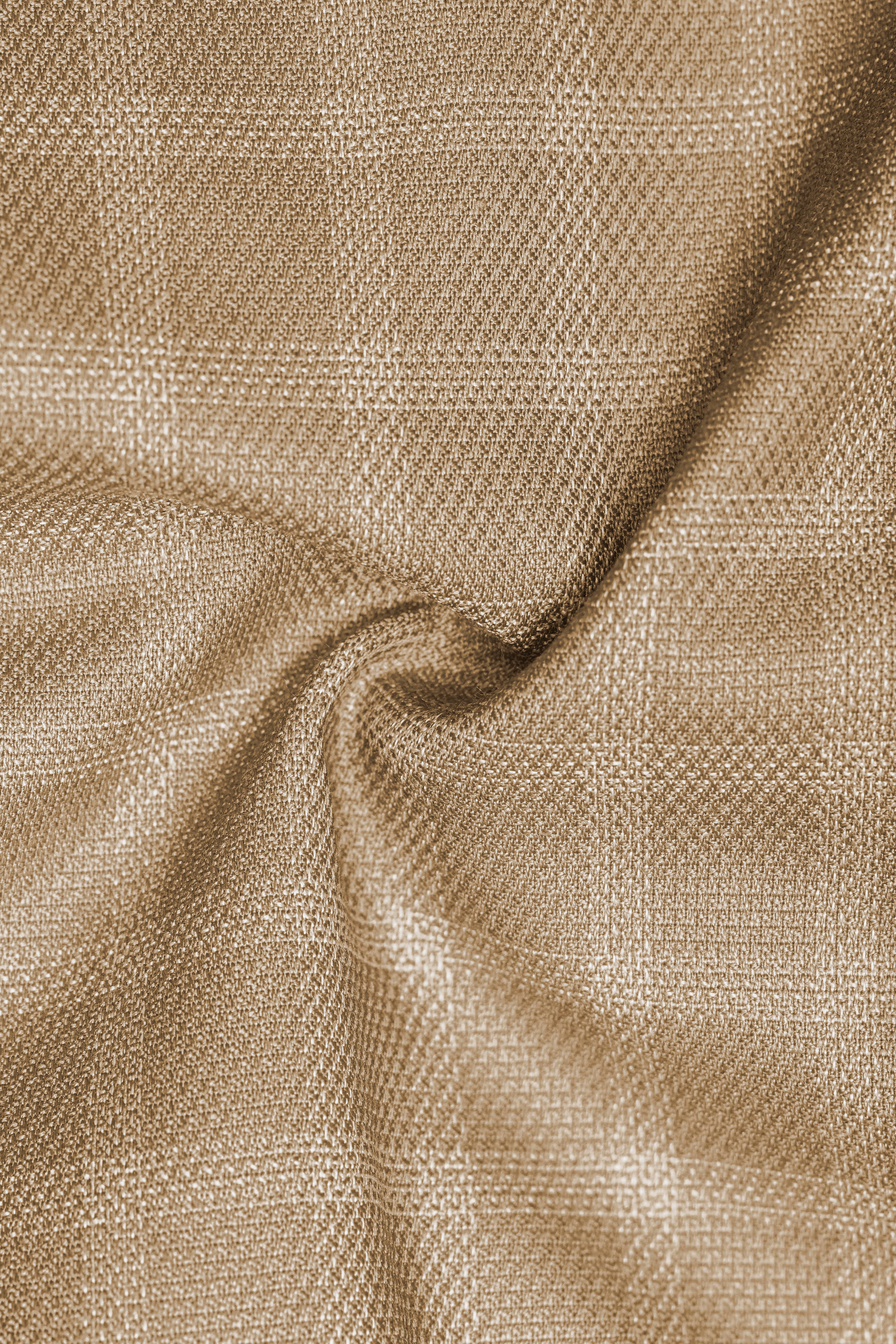 Stone Brown Plaid Wool Rich Double Breasted Suit