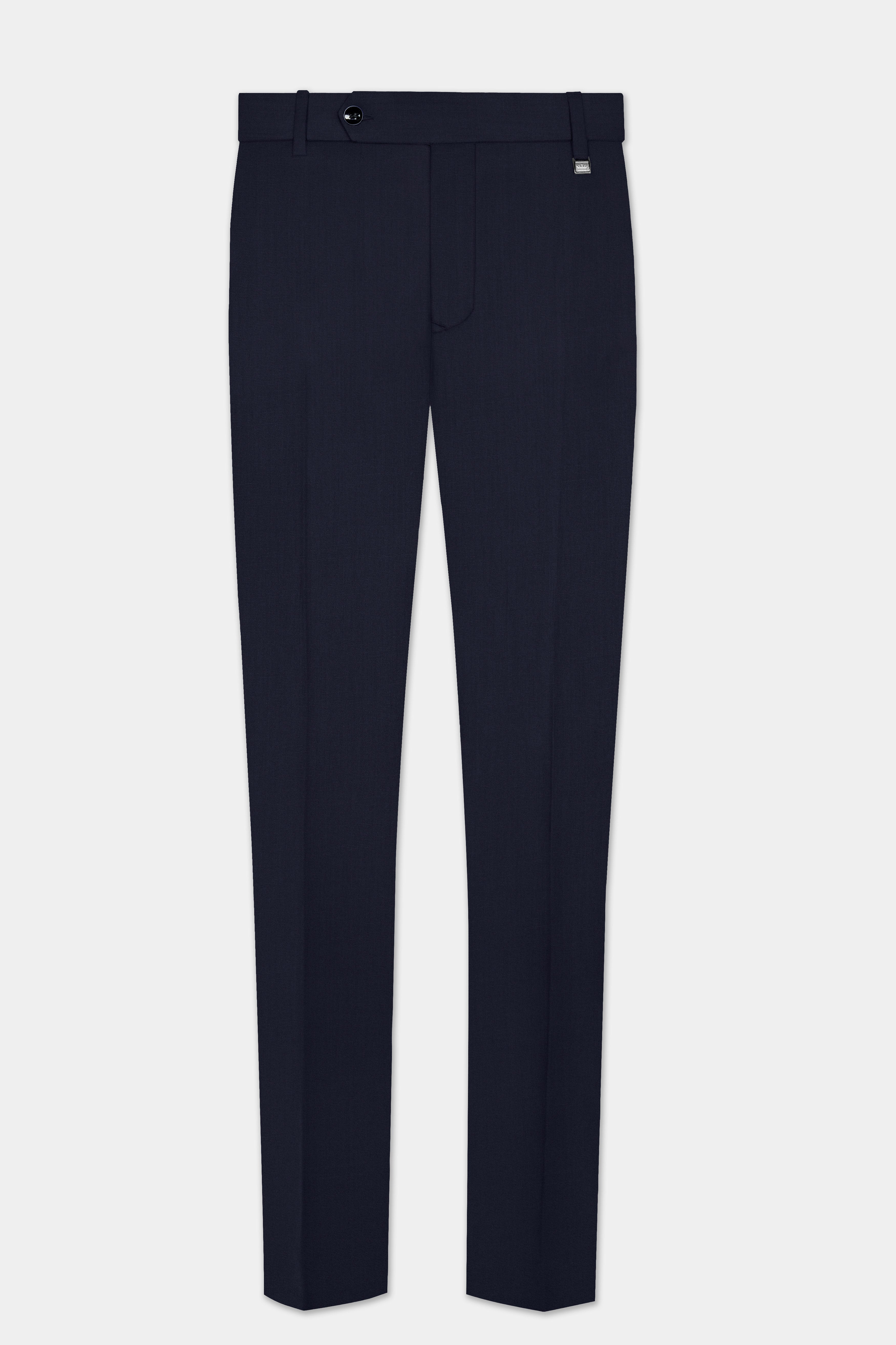 Vulcan Blue Solid Wool Rich Bandhgala Designer Suit
