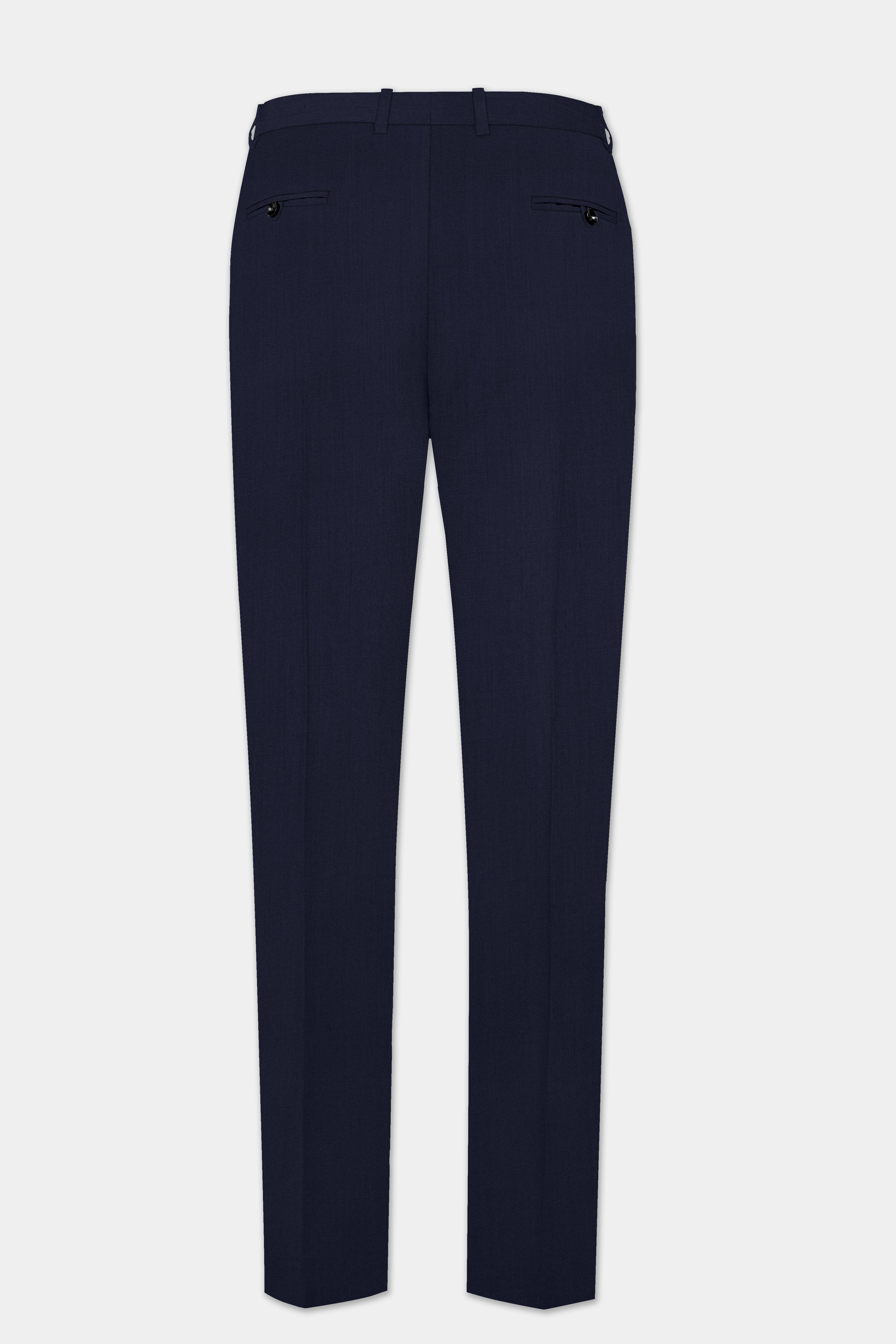 Vulcan Blue Solid Wool Rich Bandhgala Designer Suit