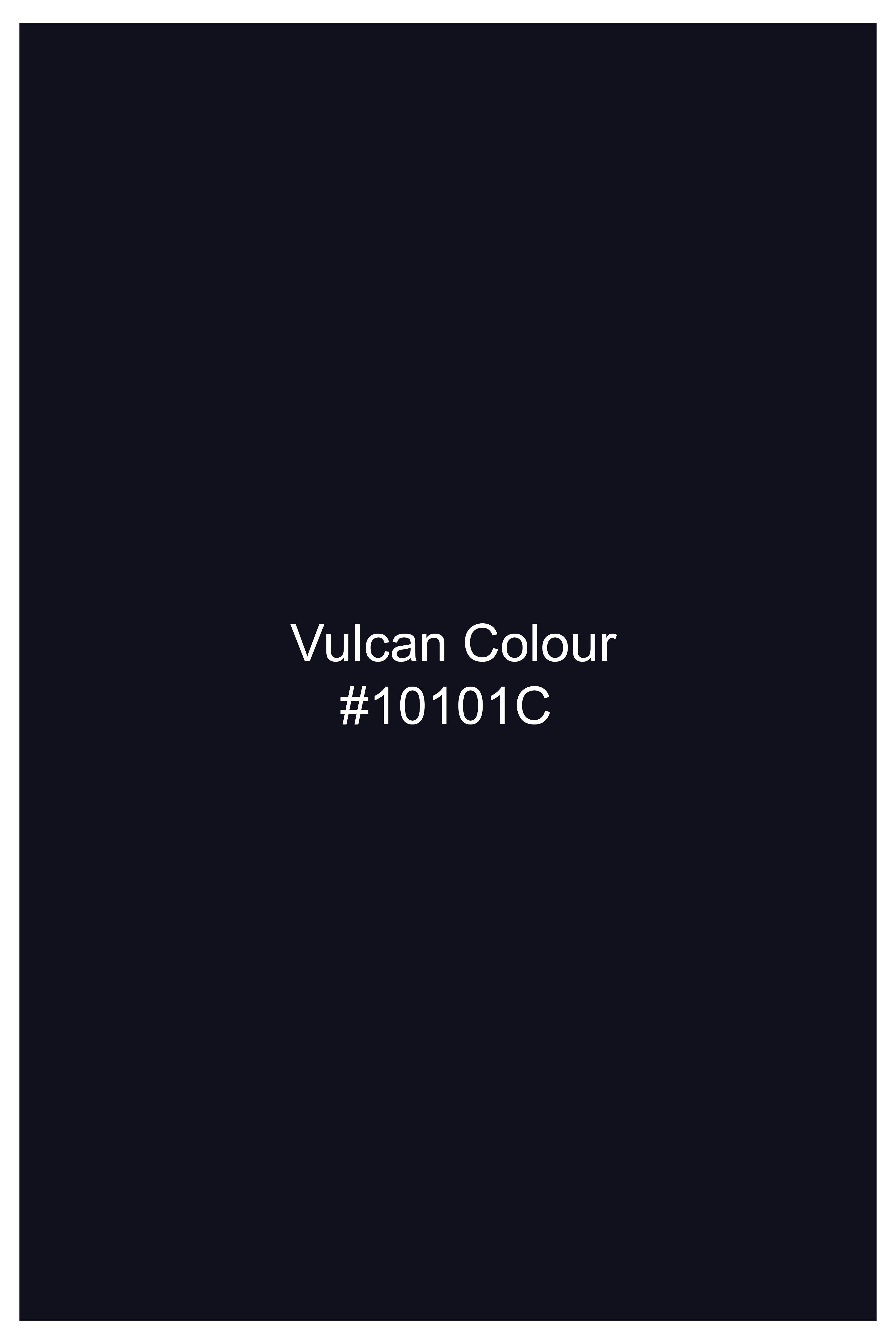 Vulcan Blue Solid Wool Rich Bandhgala Designer Suit
