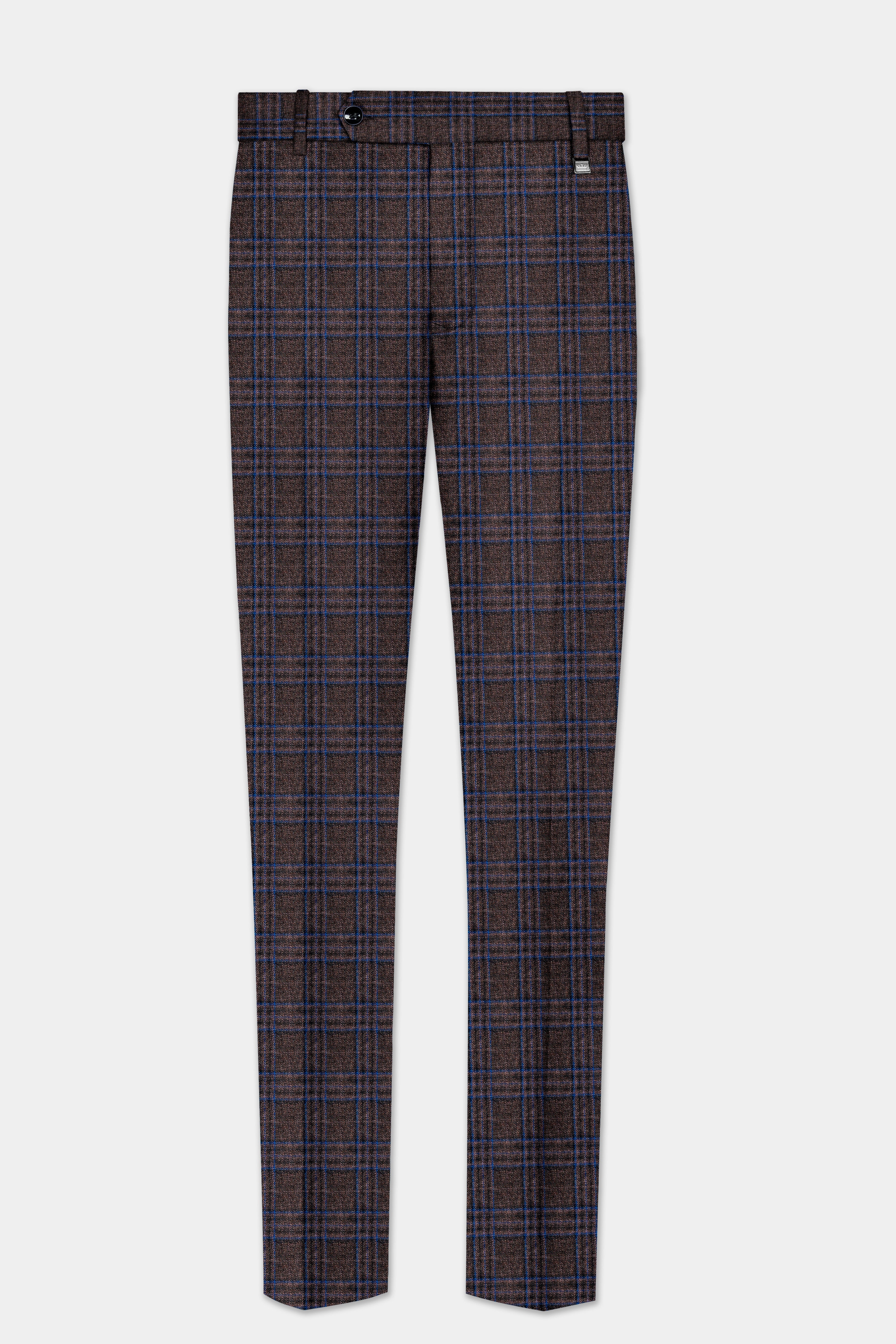 Brich Brown Plaid Wool Rich Double Breasted Sport Suit
