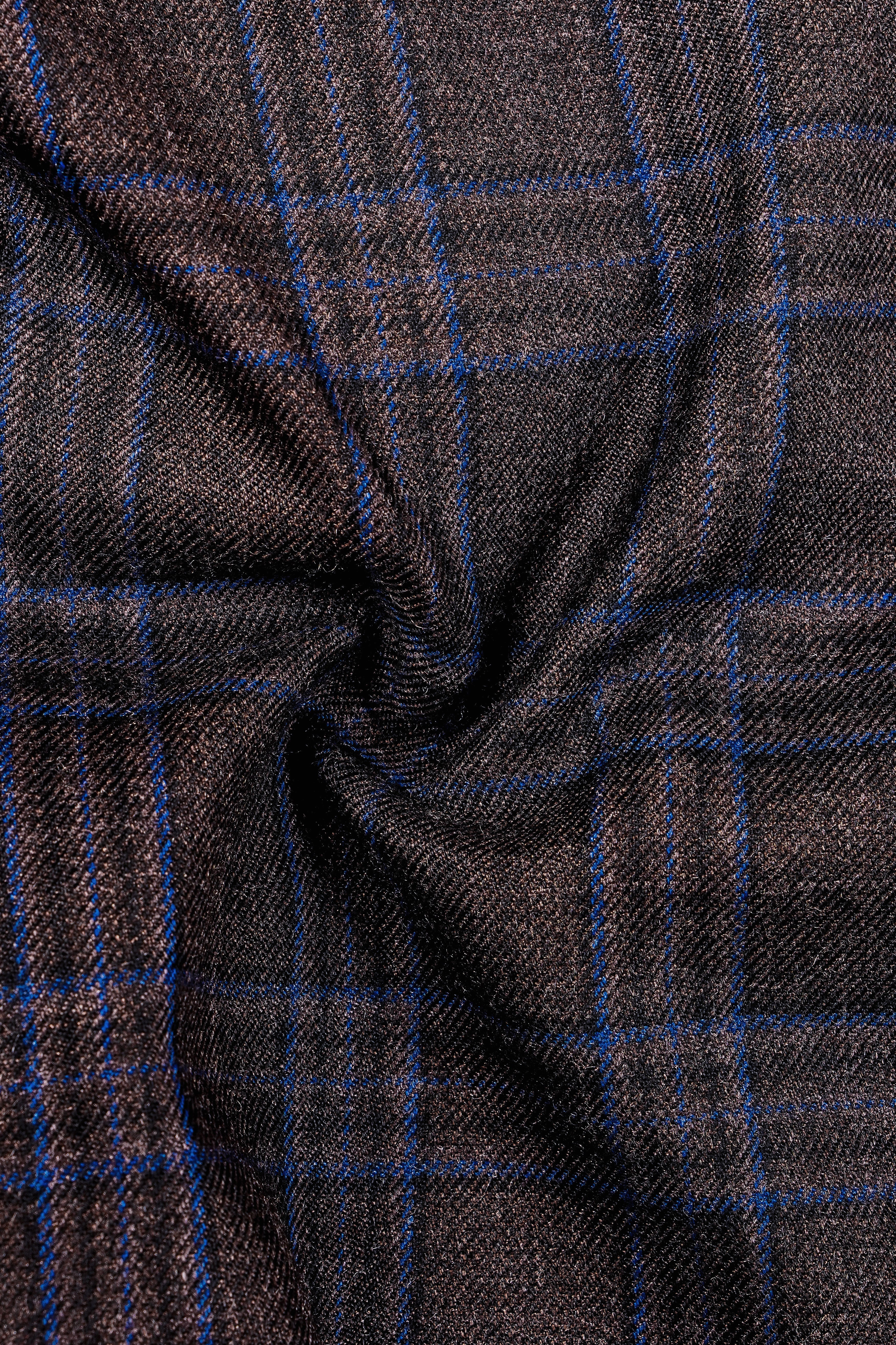 Brich Brown Plaid Wool Rich Double Breasted Sport Suit