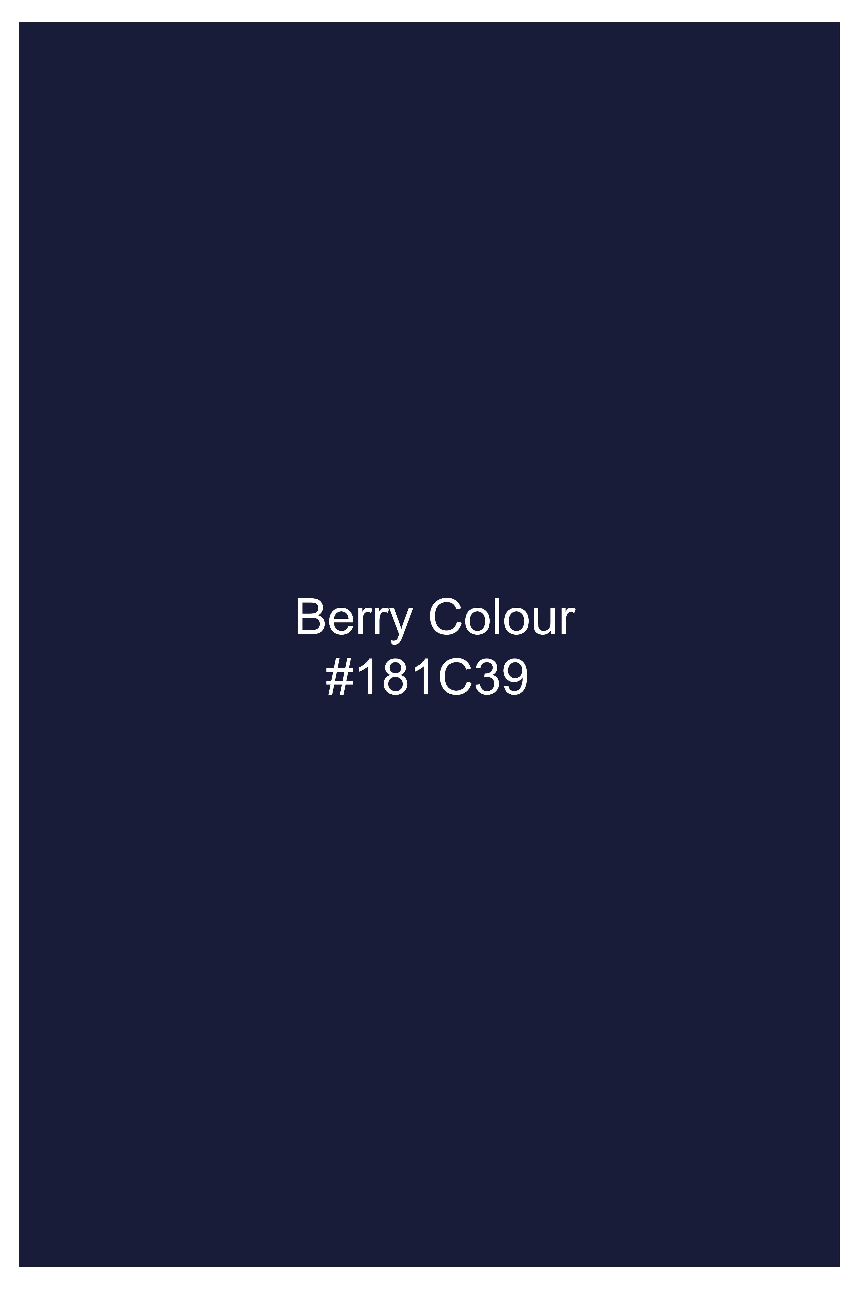 Berry Blue Solid Wool Rich Single Breasted Suit