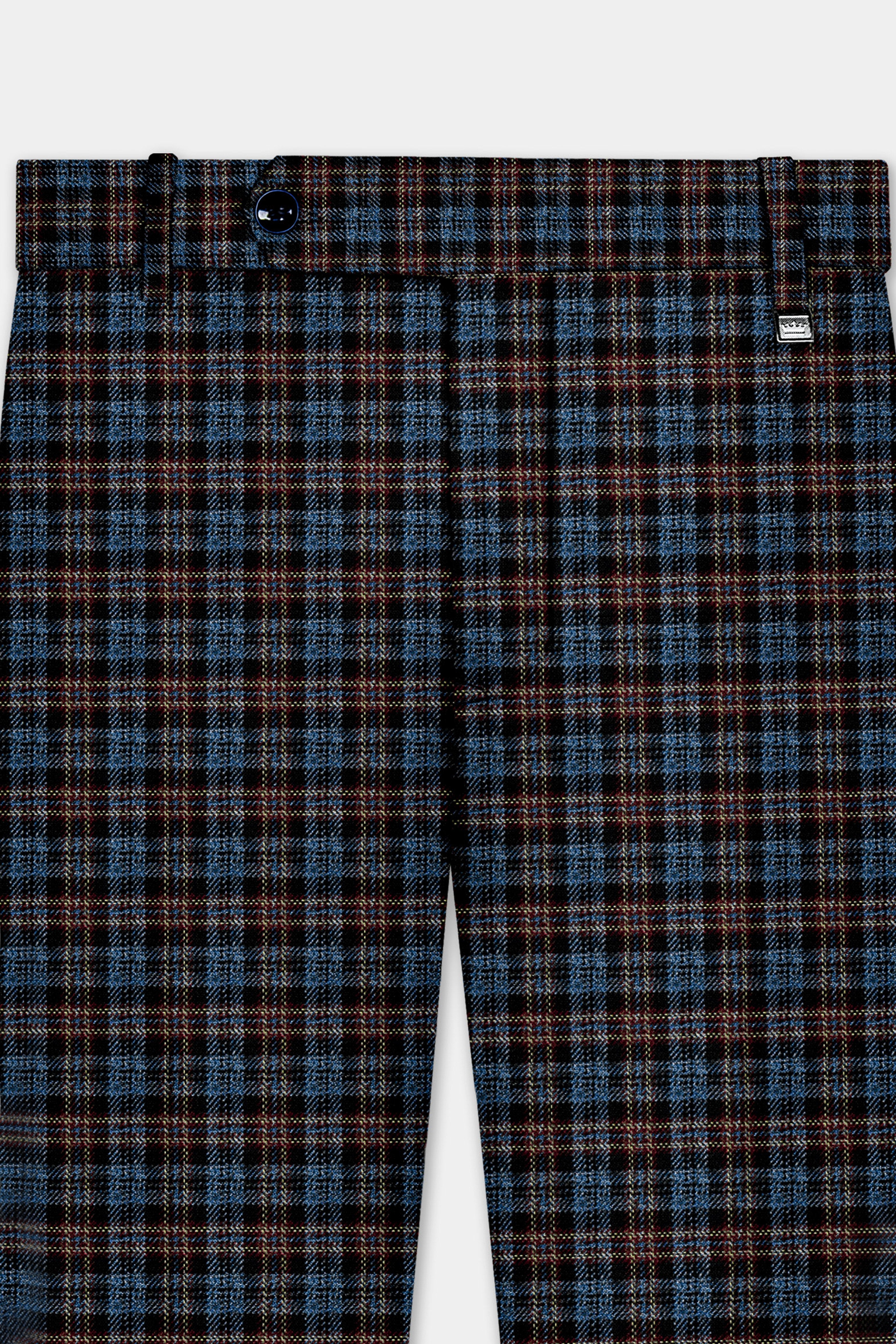 Asphalt Blue Plaid Wool Rich Double Breasted Sport Suit