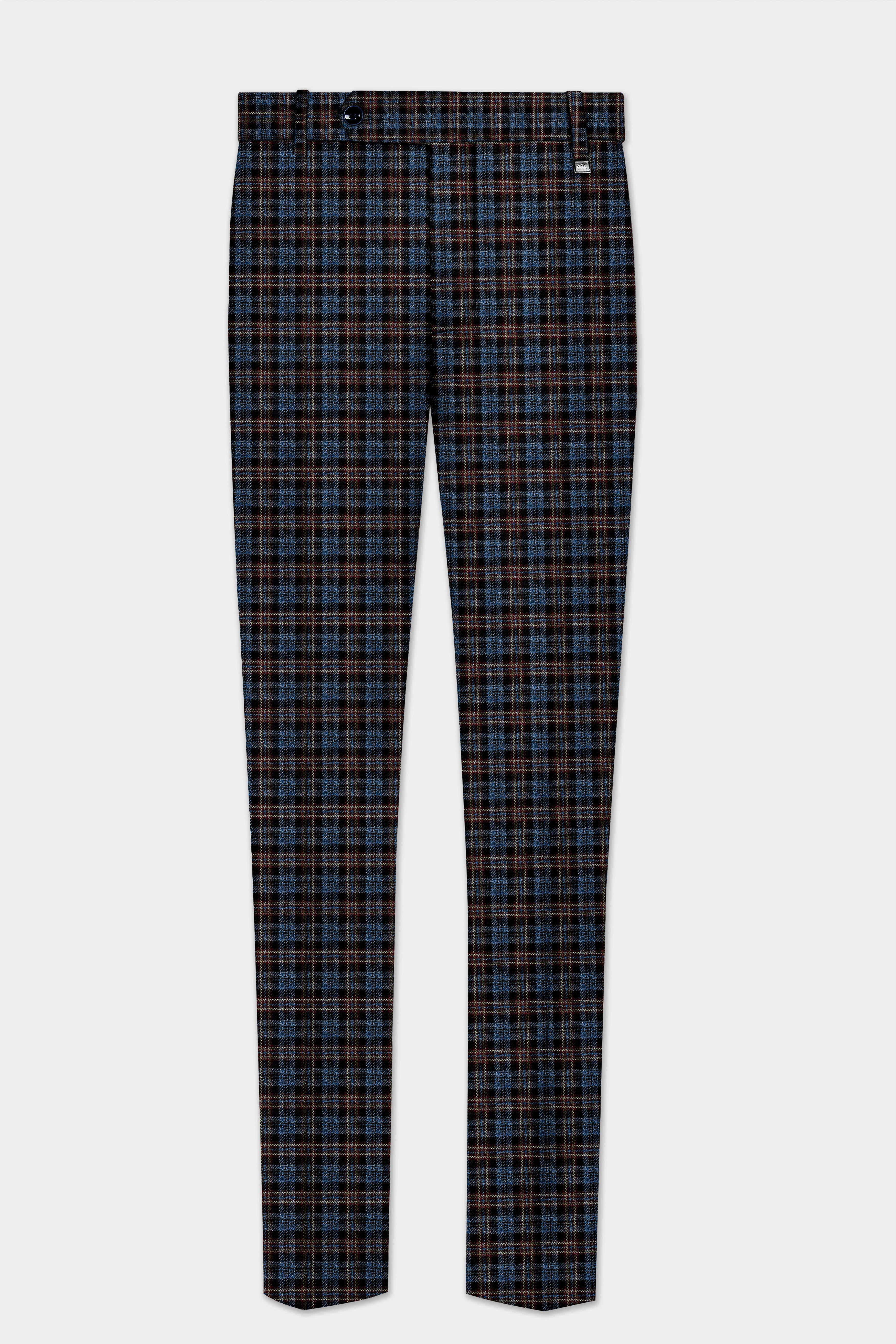 Asphalt Blue Plaid Wool Rich Double Breasted Sport Suit