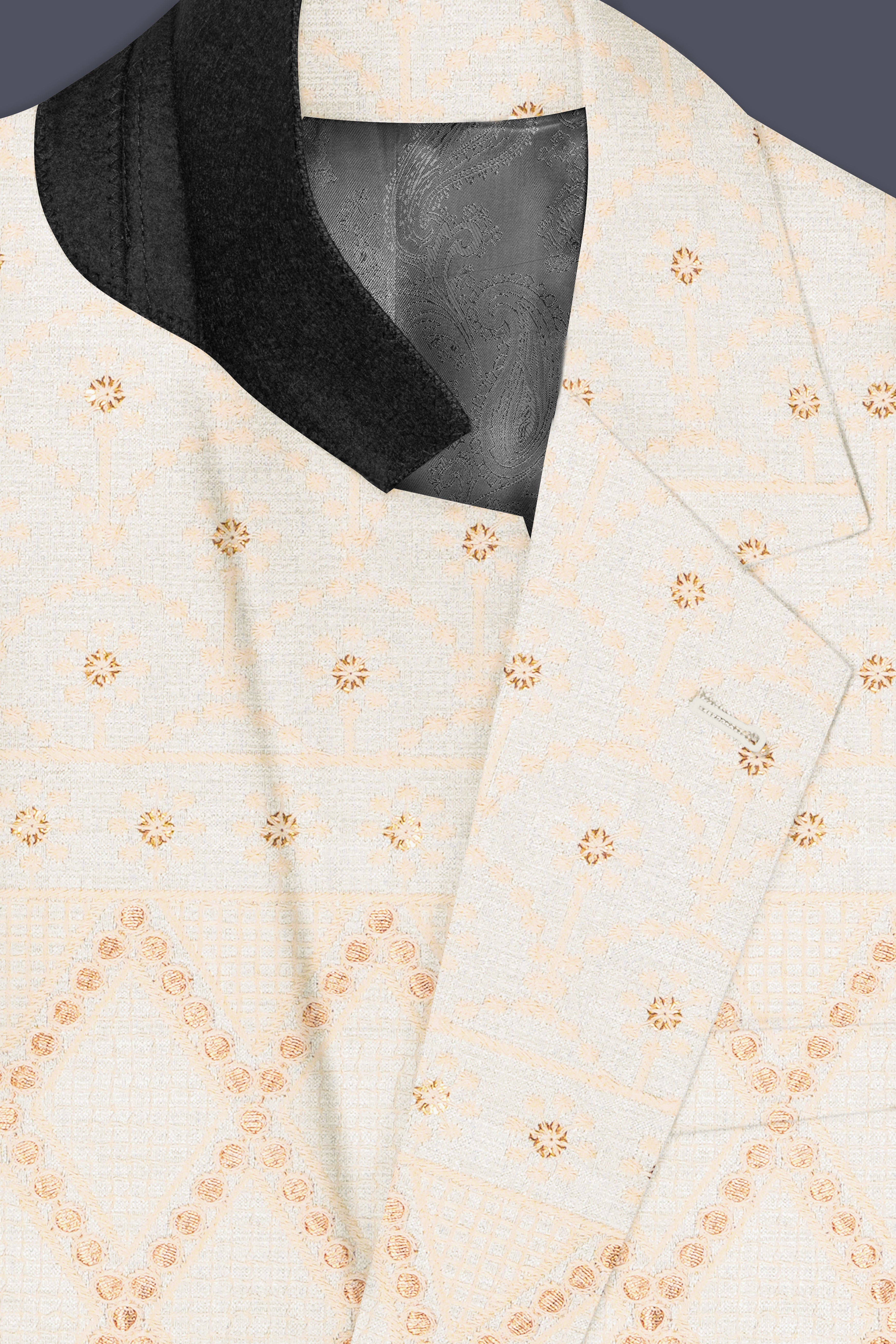 Parchment Cream thread Embroidered Single Breasted Suit