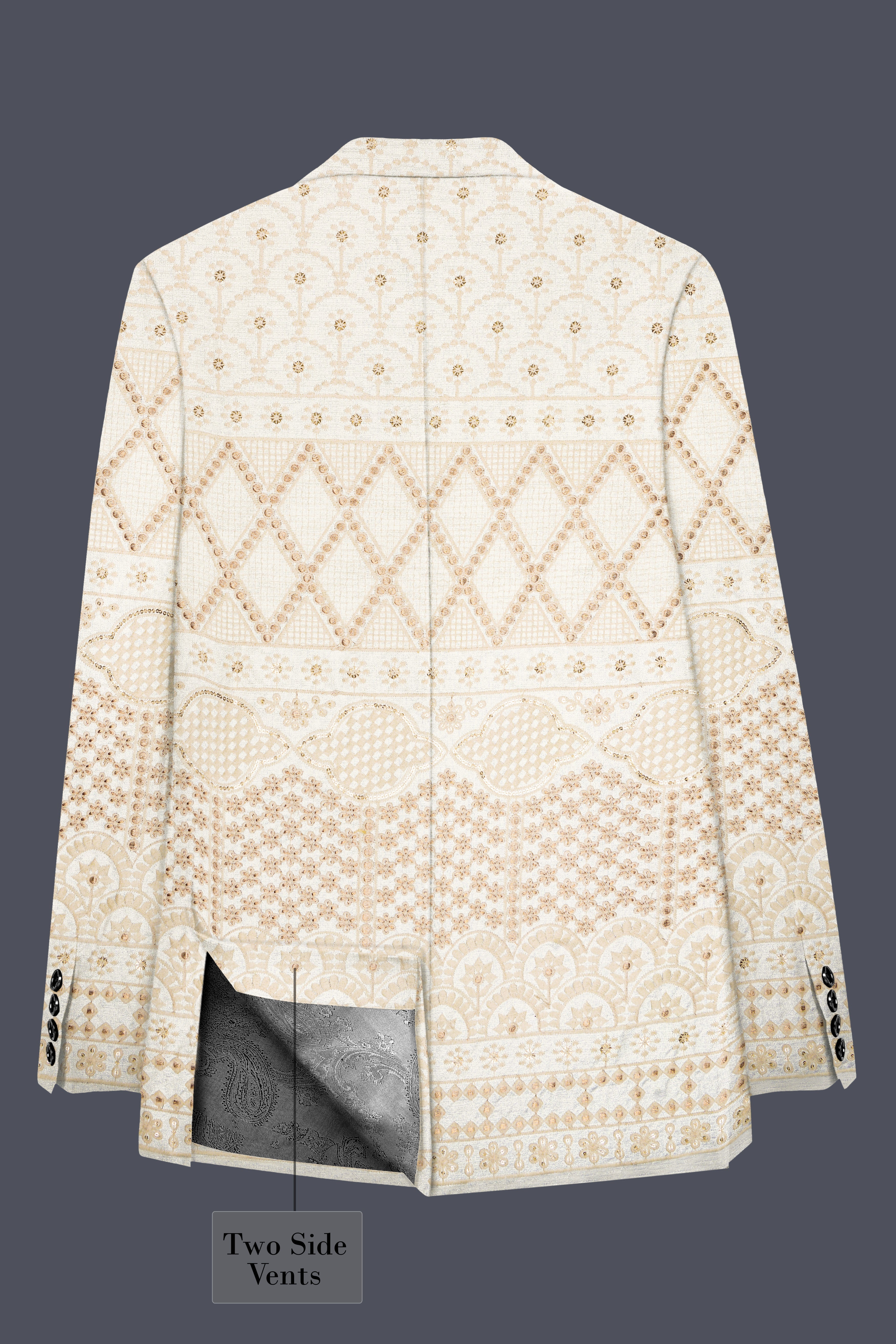 Parchment Cream thread Embroidered Single Breasted Suit