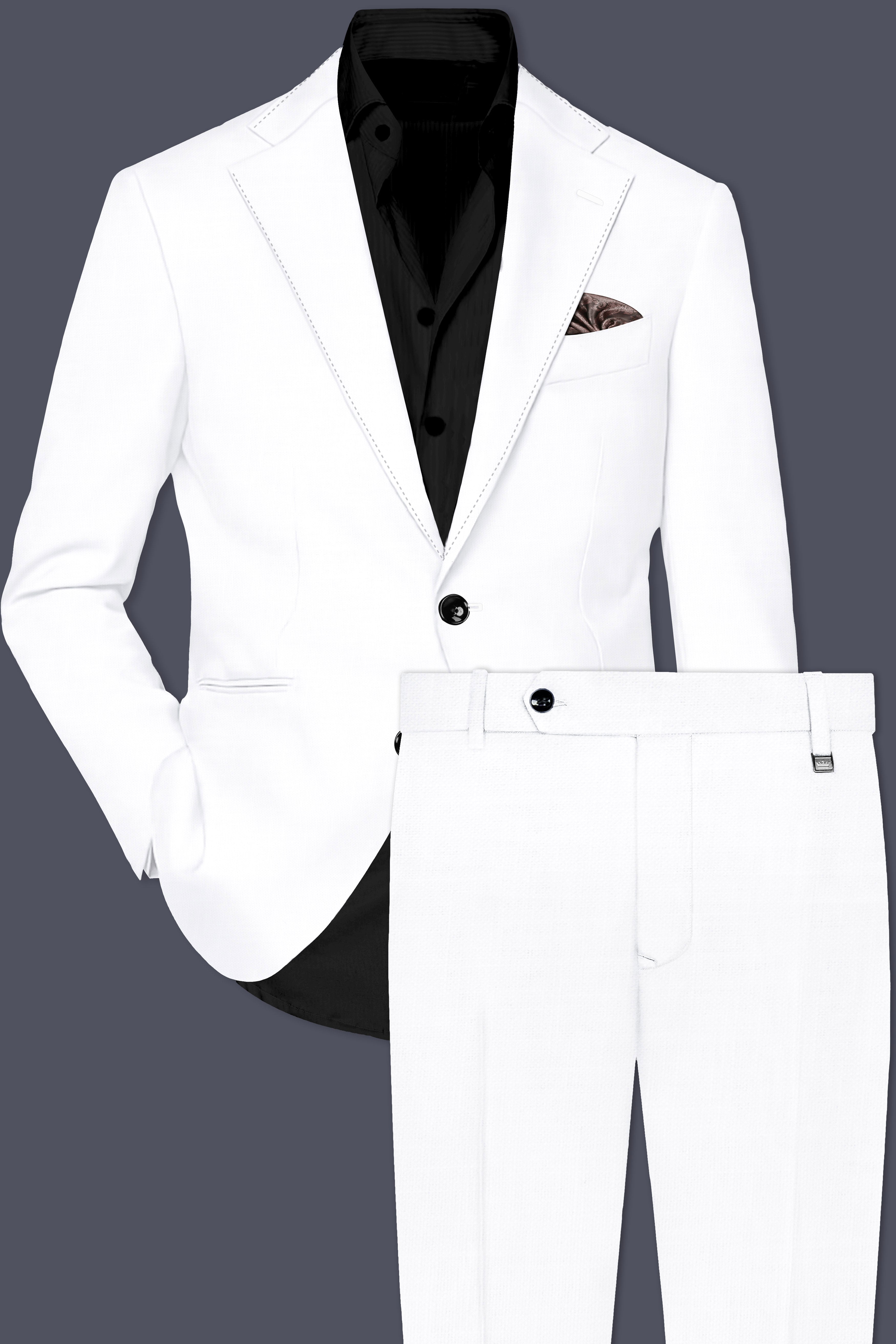 Bright White Luxurious Linen Designer Suit