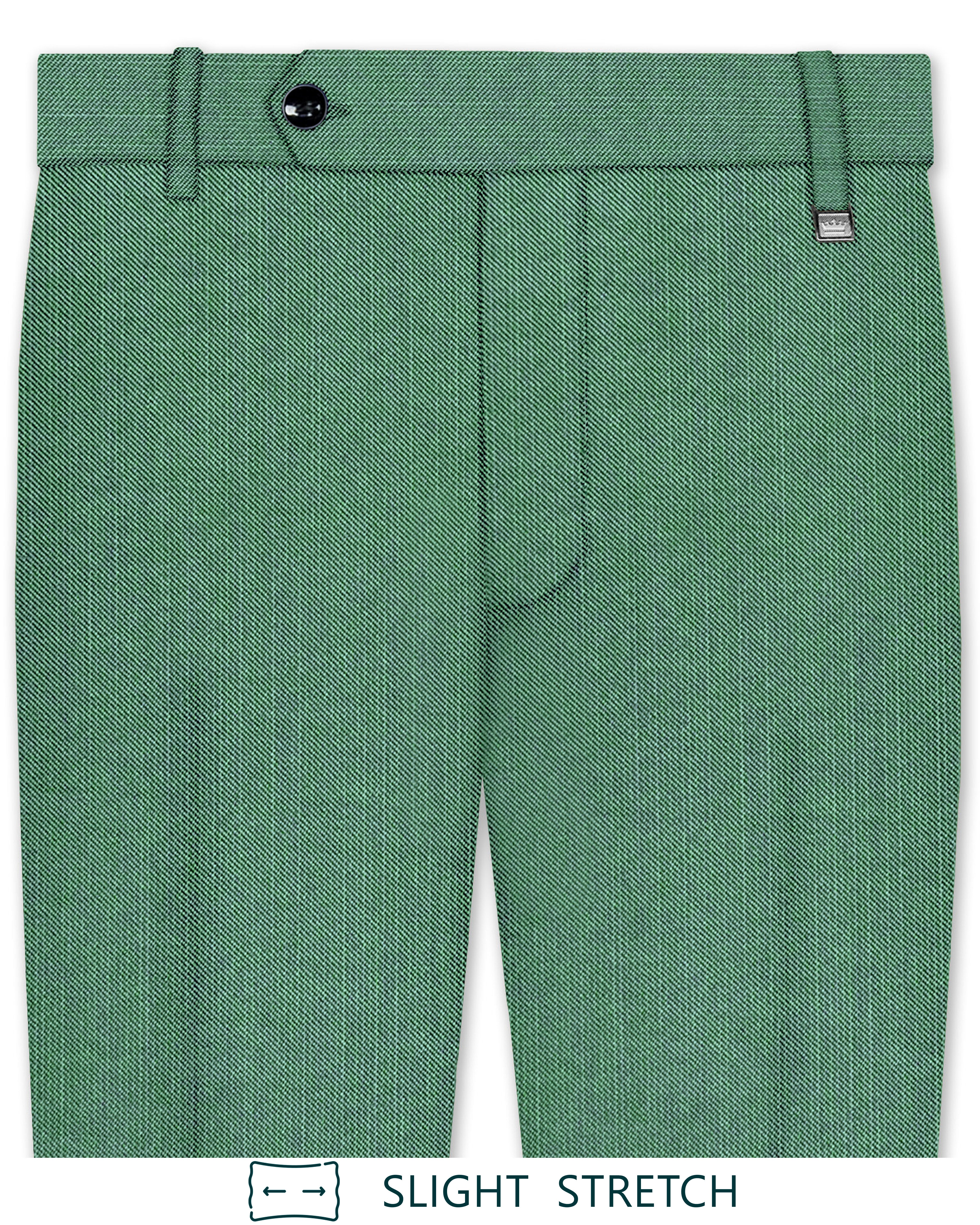loin. 井川遥　senter seam strech pants 38 Viridian Green Solid Premium Wool Rich Pant For Men.