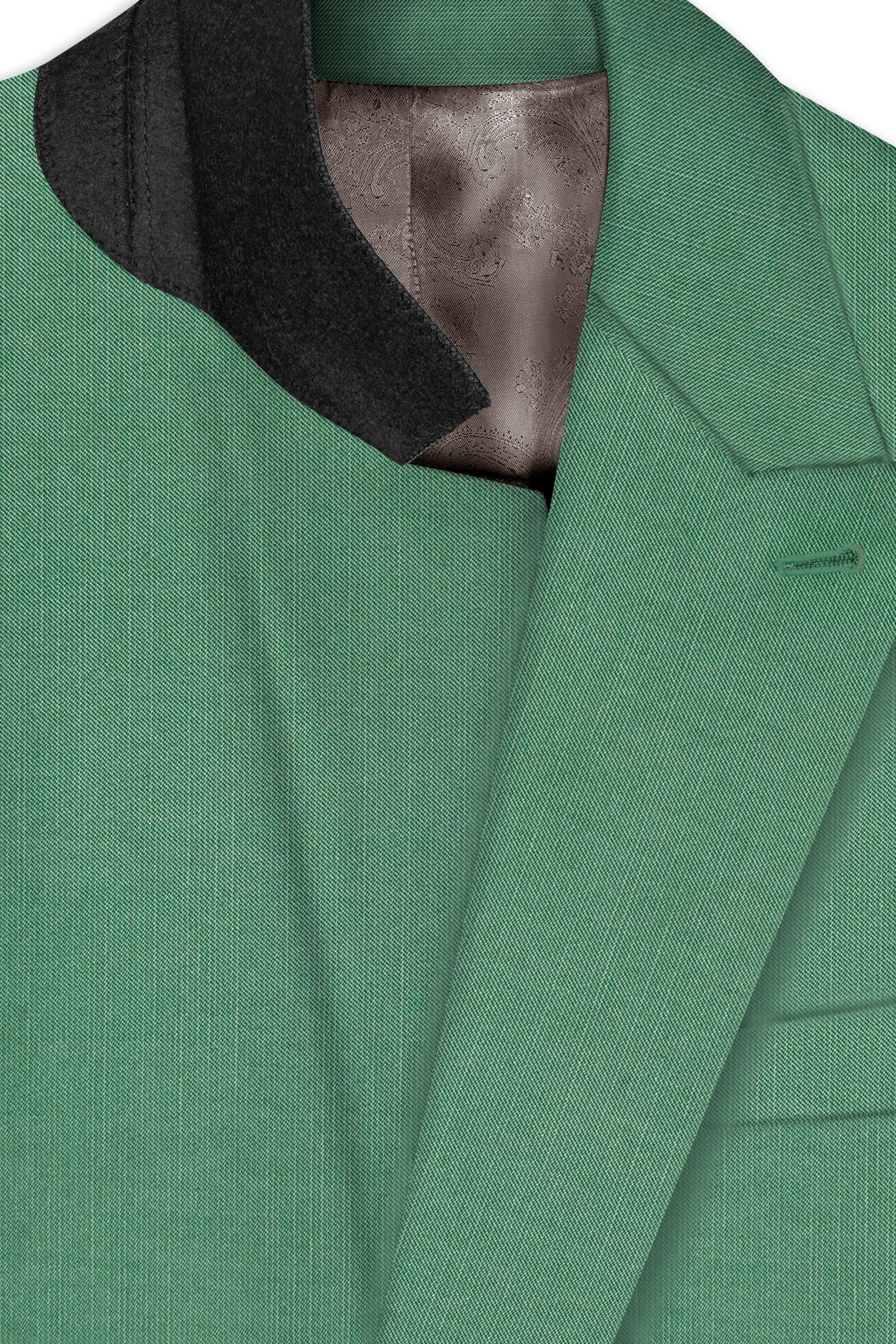 Viridian Green Solid Wool Rich Double Breasted Stretchable traveler Suit