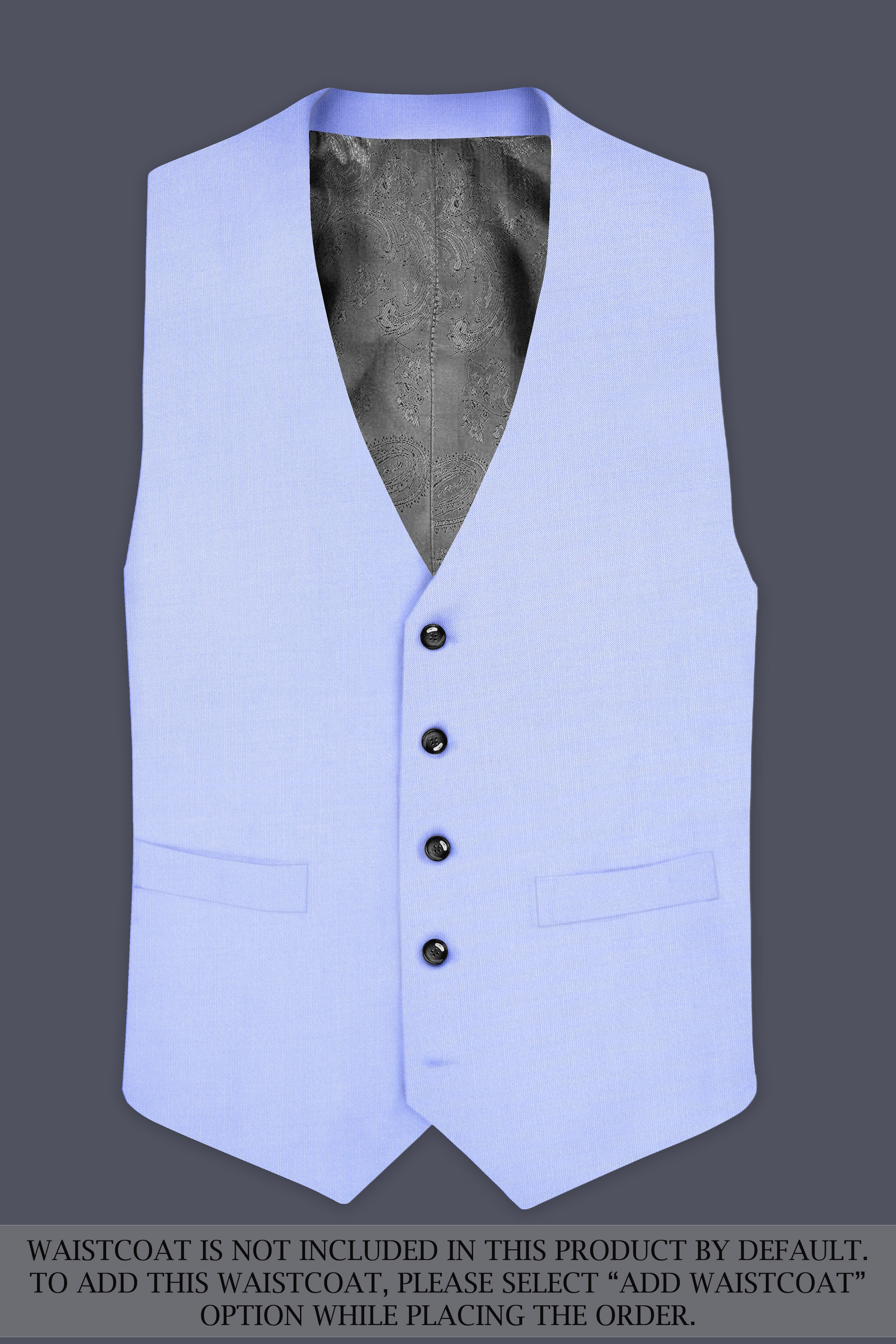 Periwinkle Blue  Solid Wool Rich Single Breasted Stretchable traveler Suit