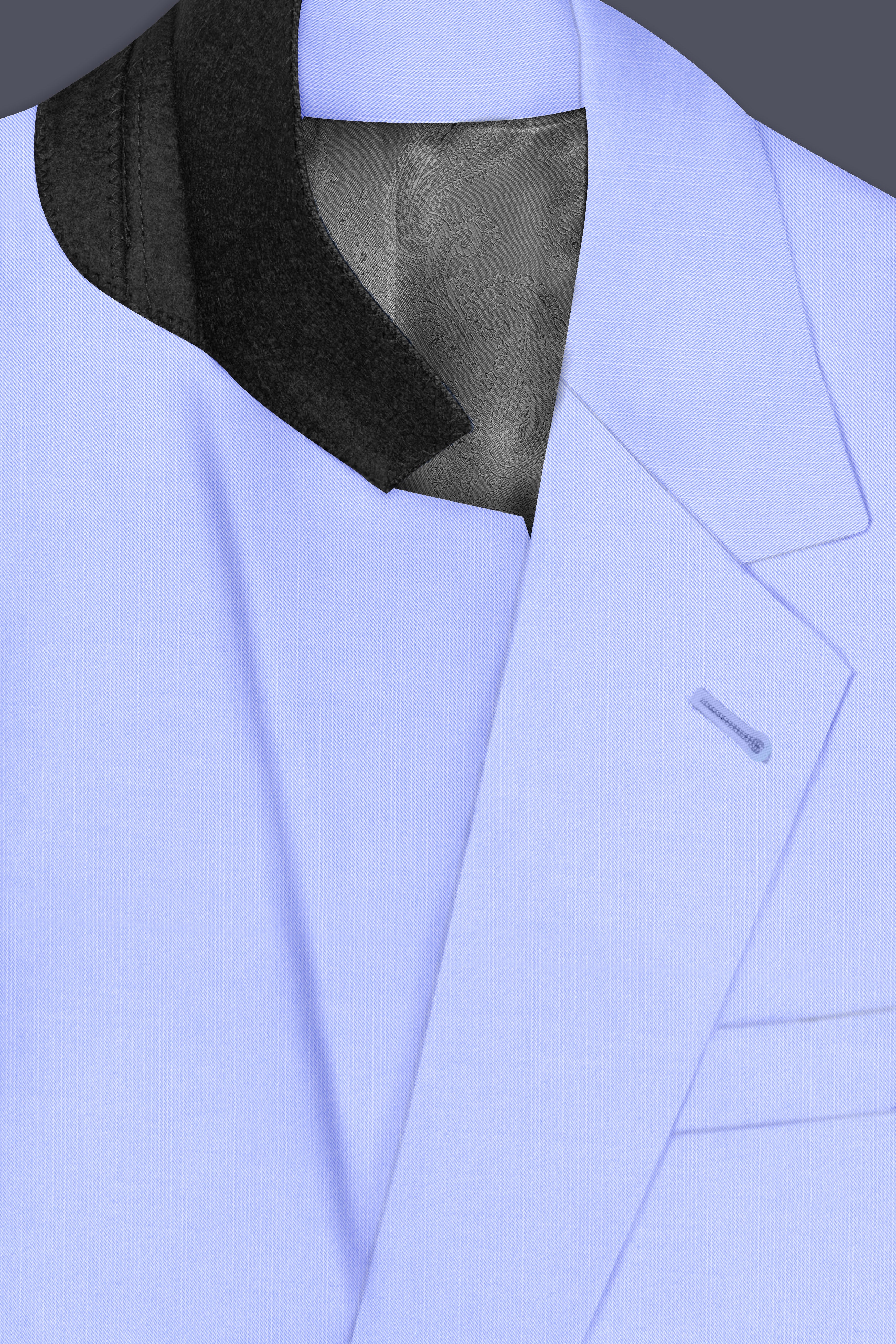 Periwinkle Blue  Solid Wool Rich Single Breasted Stretchable traveler Suit