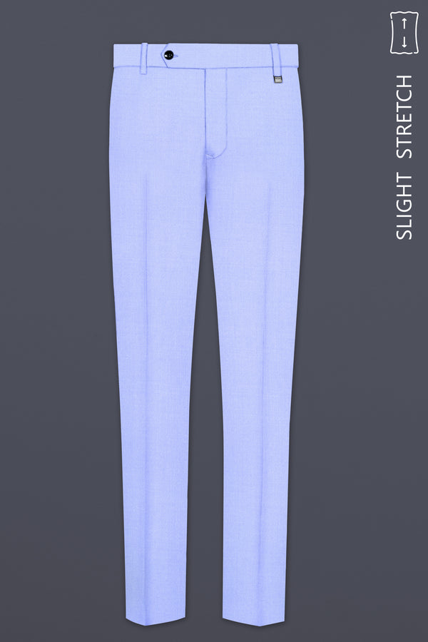 Periwinkle Blue Solid Wool Rich Slight Stretch Waistband Pant