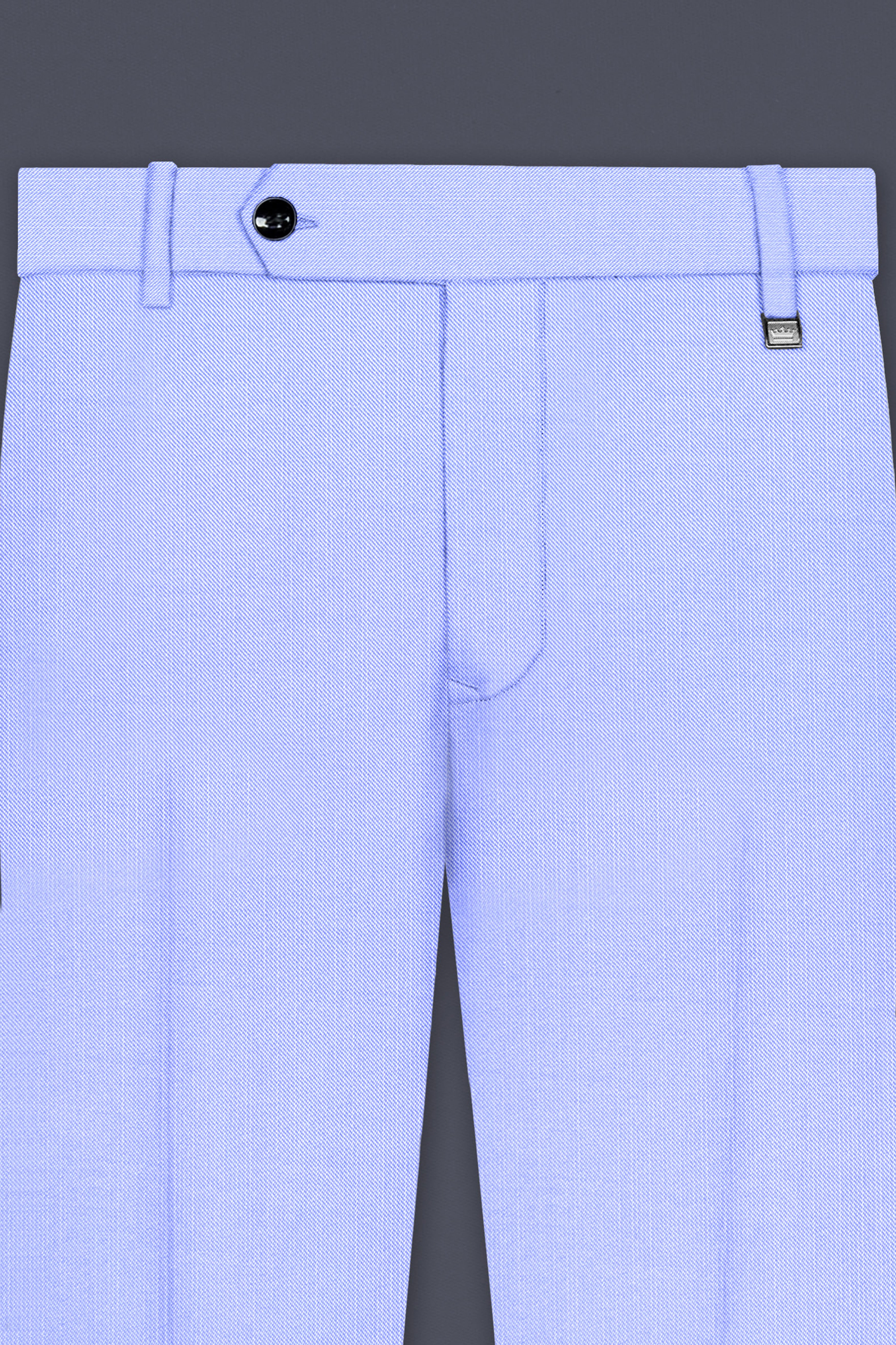 Periwinkle Blue Solid Wool Rich Slight Stretch Waistband Pant