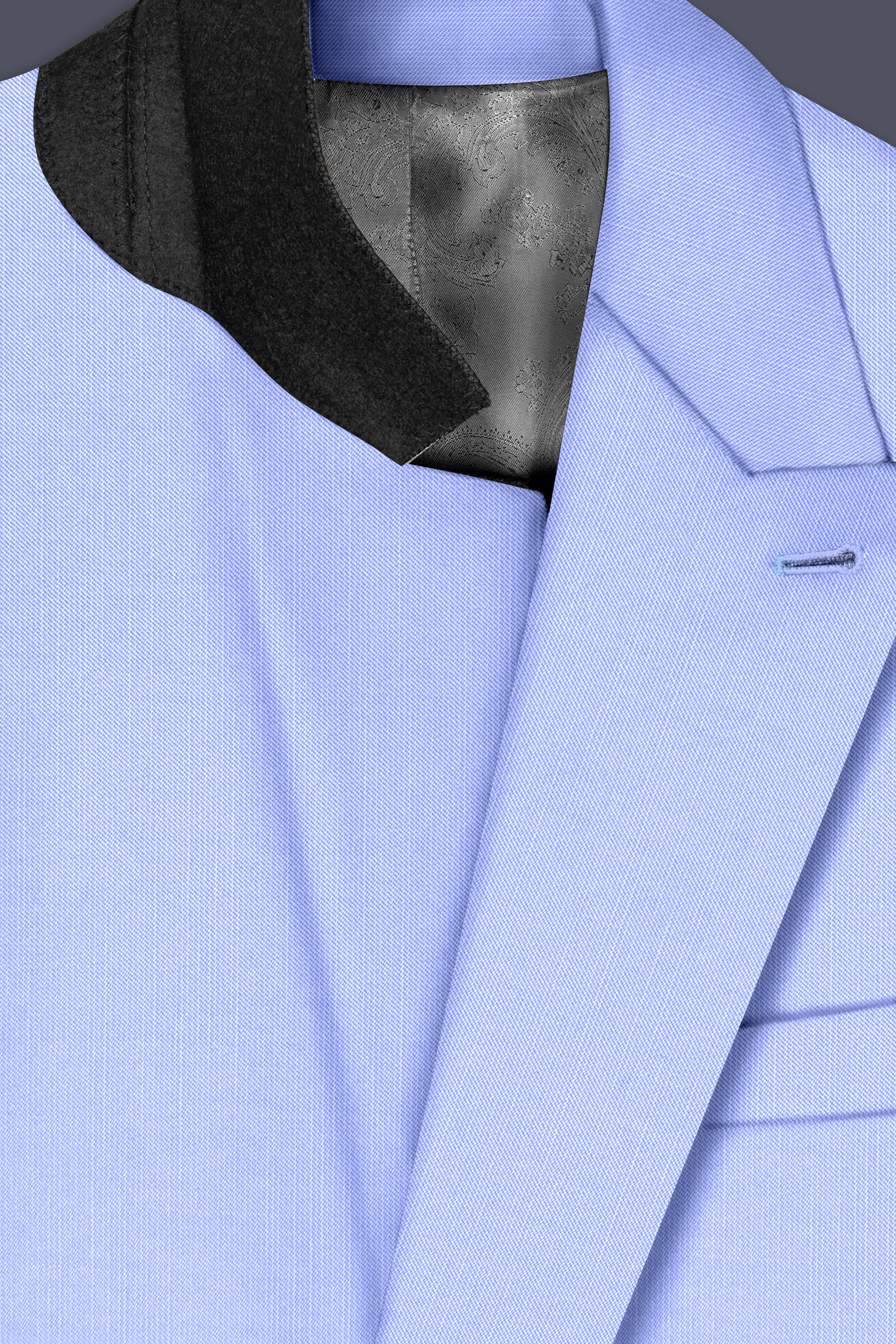Periwinkle Blue  Solid Wool Rich Double Breasted Stretchable traveler Suit