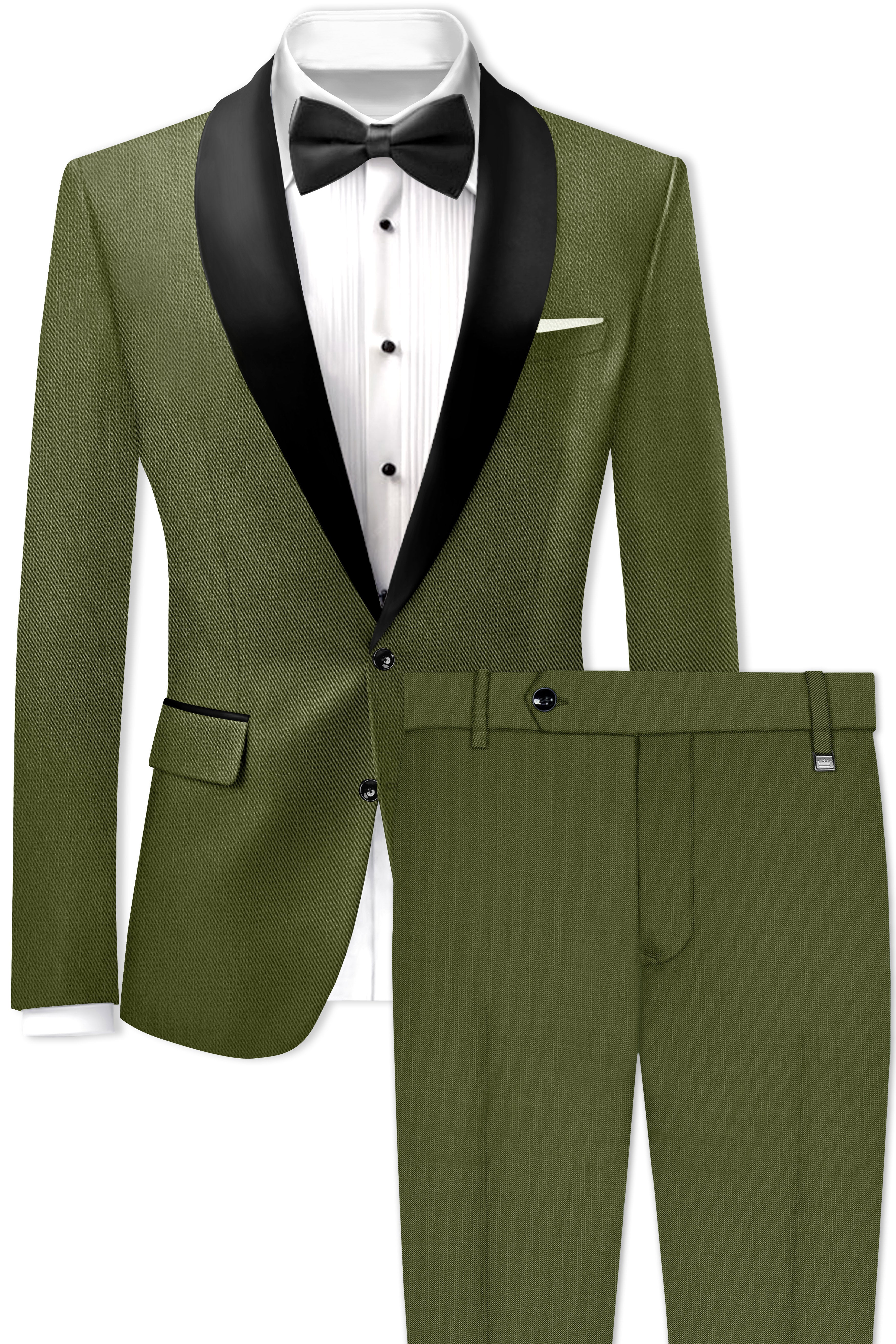 Sentinel-Rifle Green Wool Rich Tuxedo Stretchable Traveler Suit