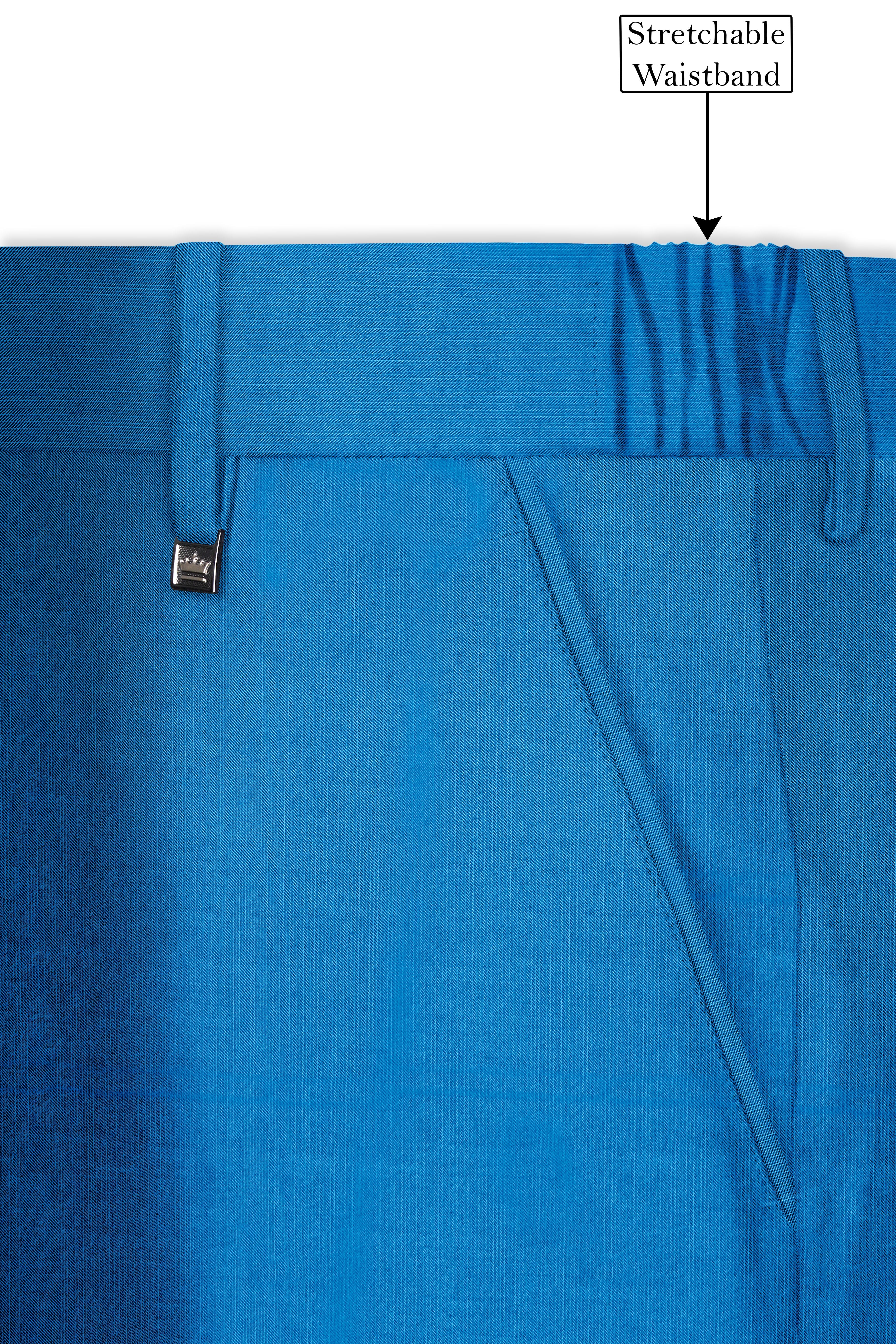 Azure-Venice Blue Wool Rich Tuxedo Slight Stretch Suit