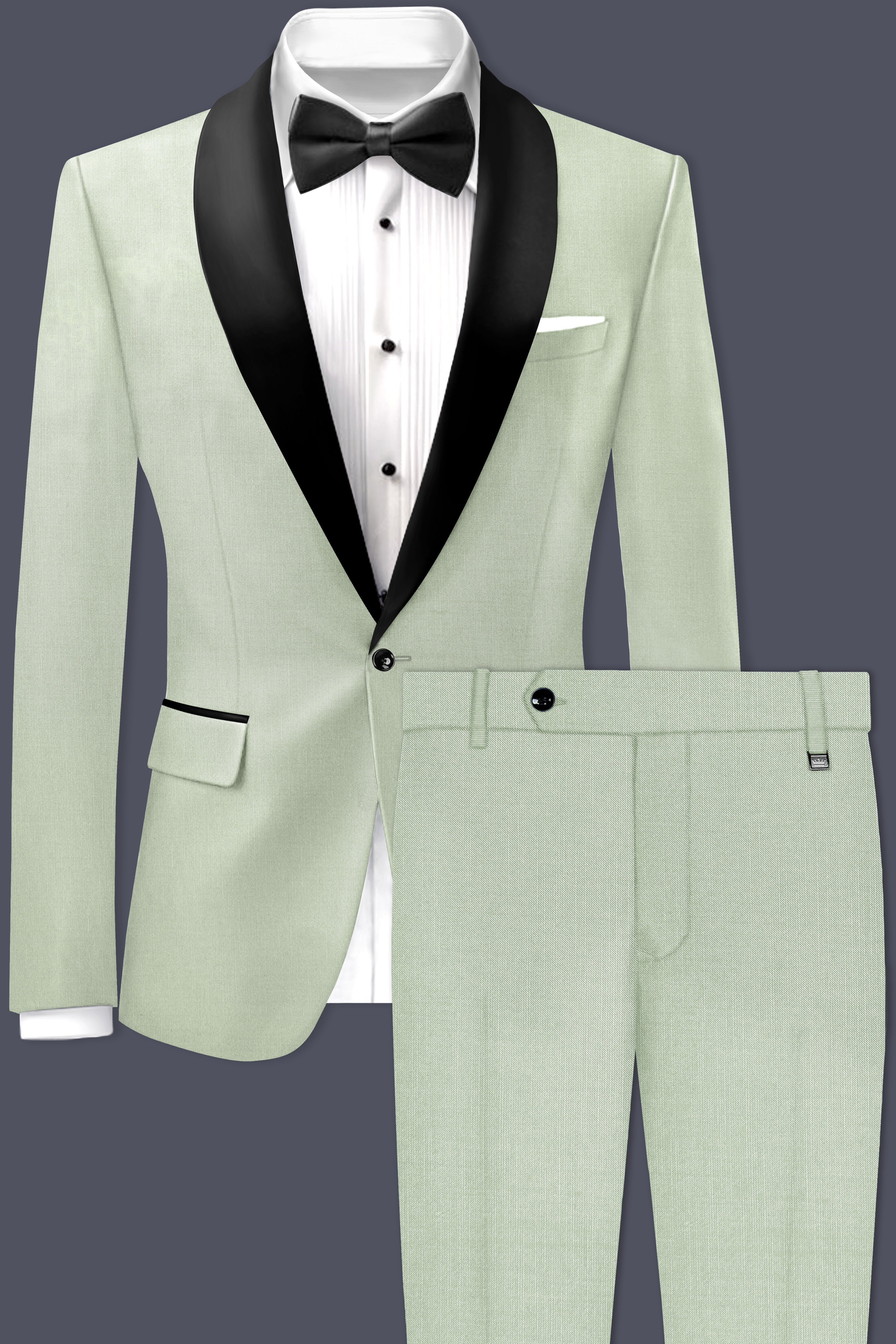 Lichen-Norway Green Wool Rich Tuxedo Slight Stretch Suit