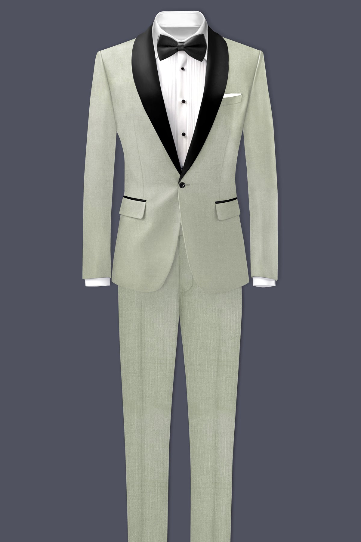 Lichen-Norway Green Wool Rich Slight Stretch Tuxedo Suit