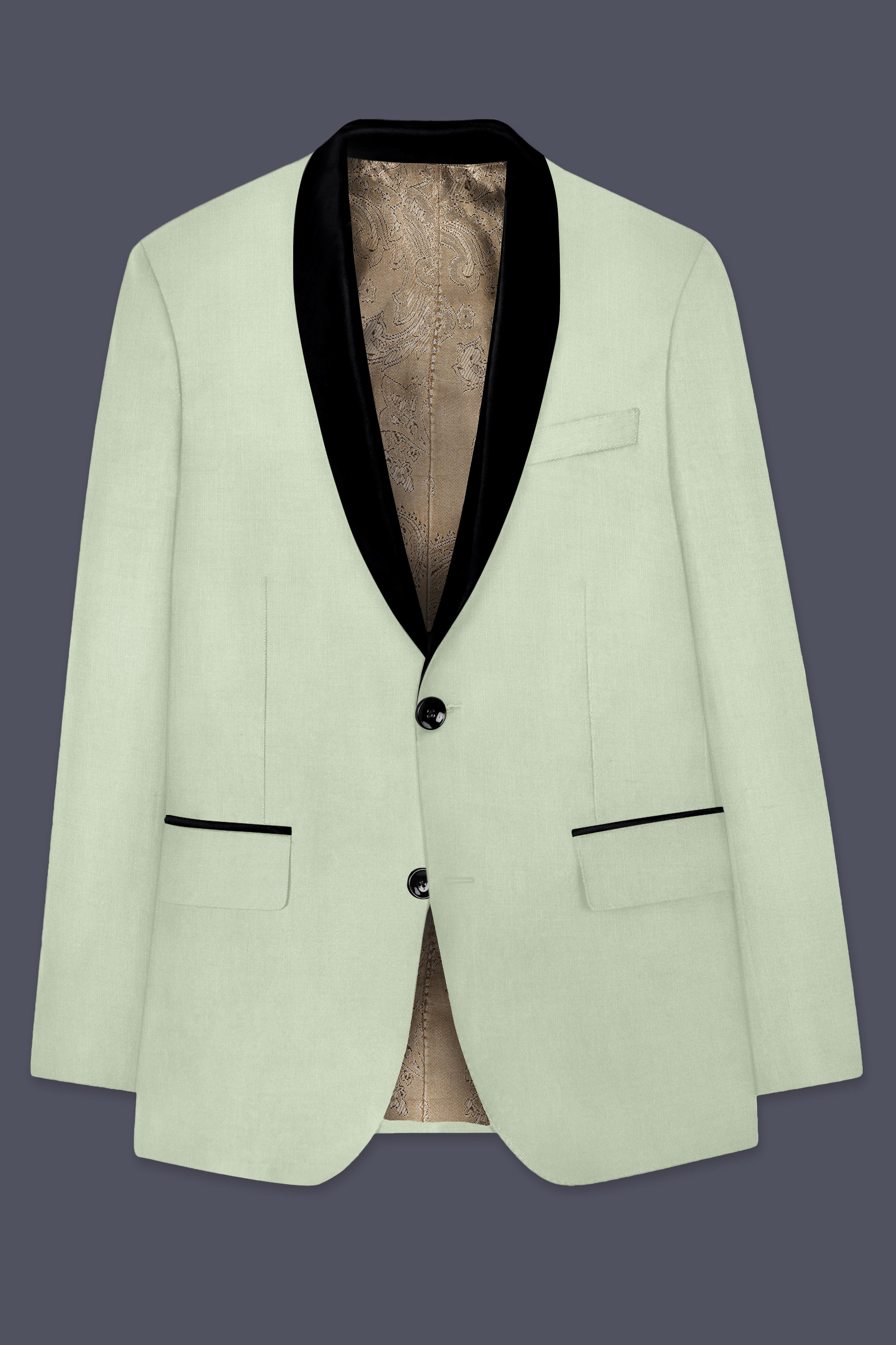 Lichen-Norway Green Wool Rich Tuxedo Stretchable Traveler Suit