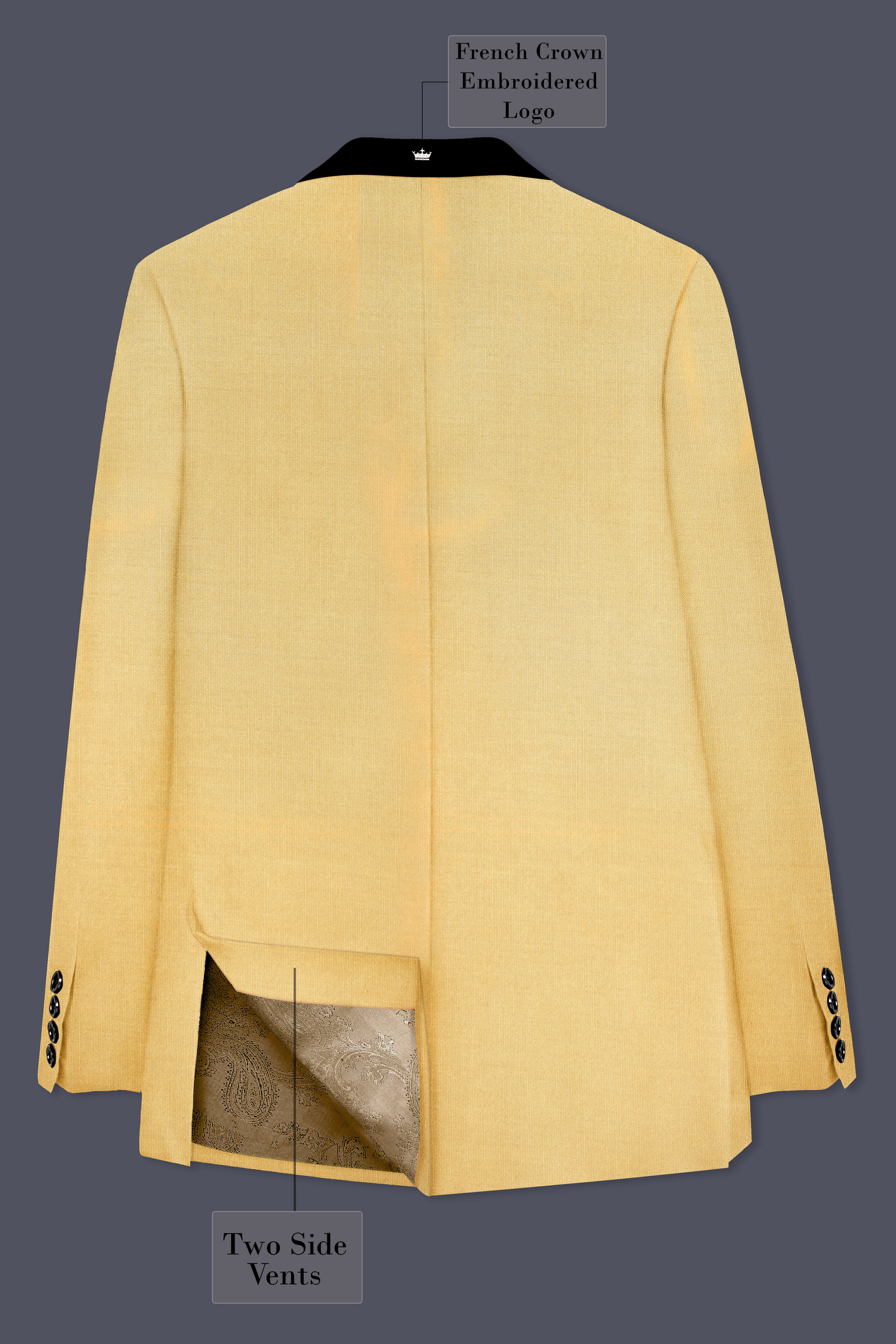 Saffron-Harvest Yellow Wool Rich Tuxedo Stretchable Traveler Suit