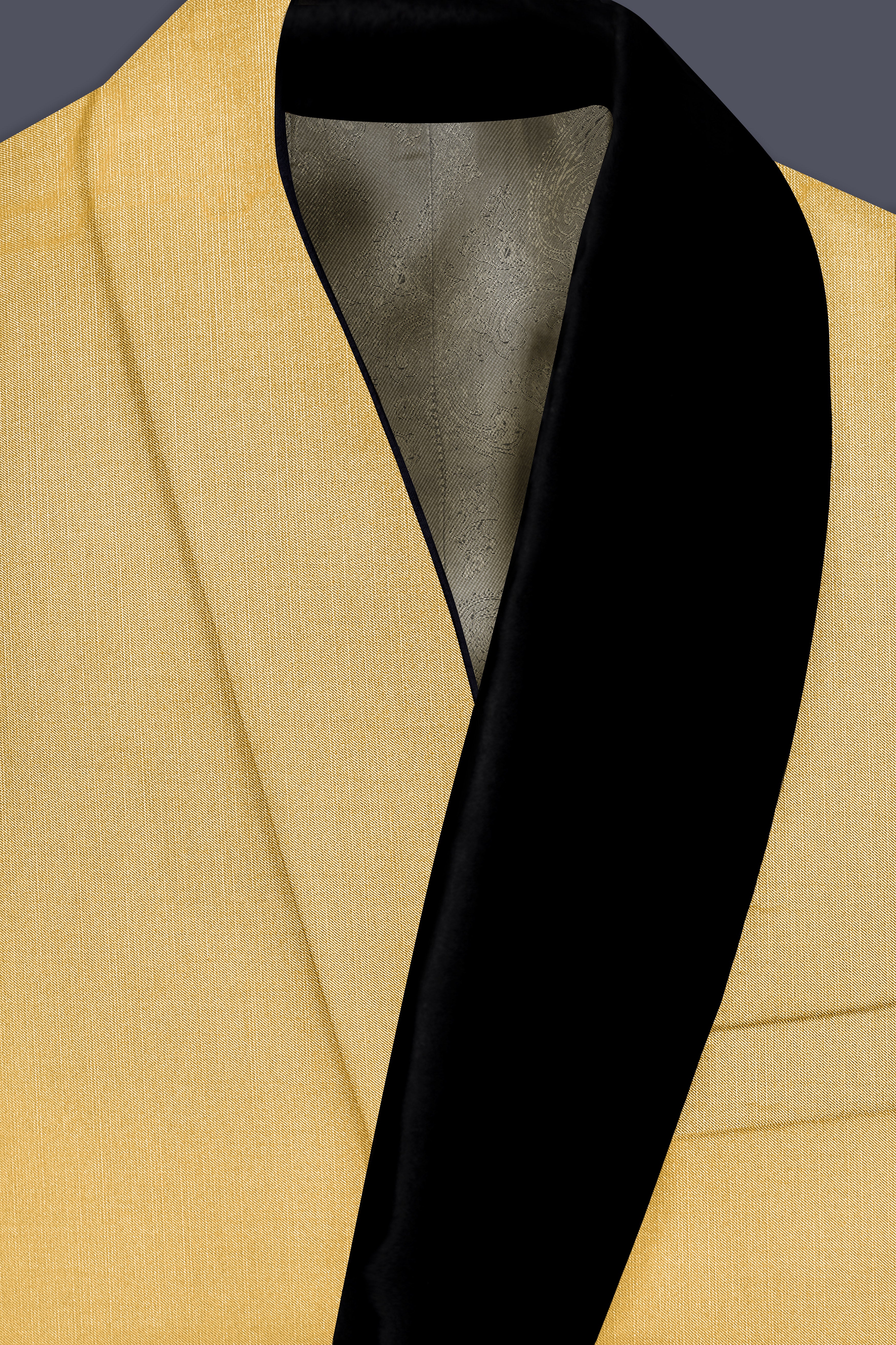 Saffron-Harvest Yellow Wool Rich Tuxedo Stretchable Traveler Suit