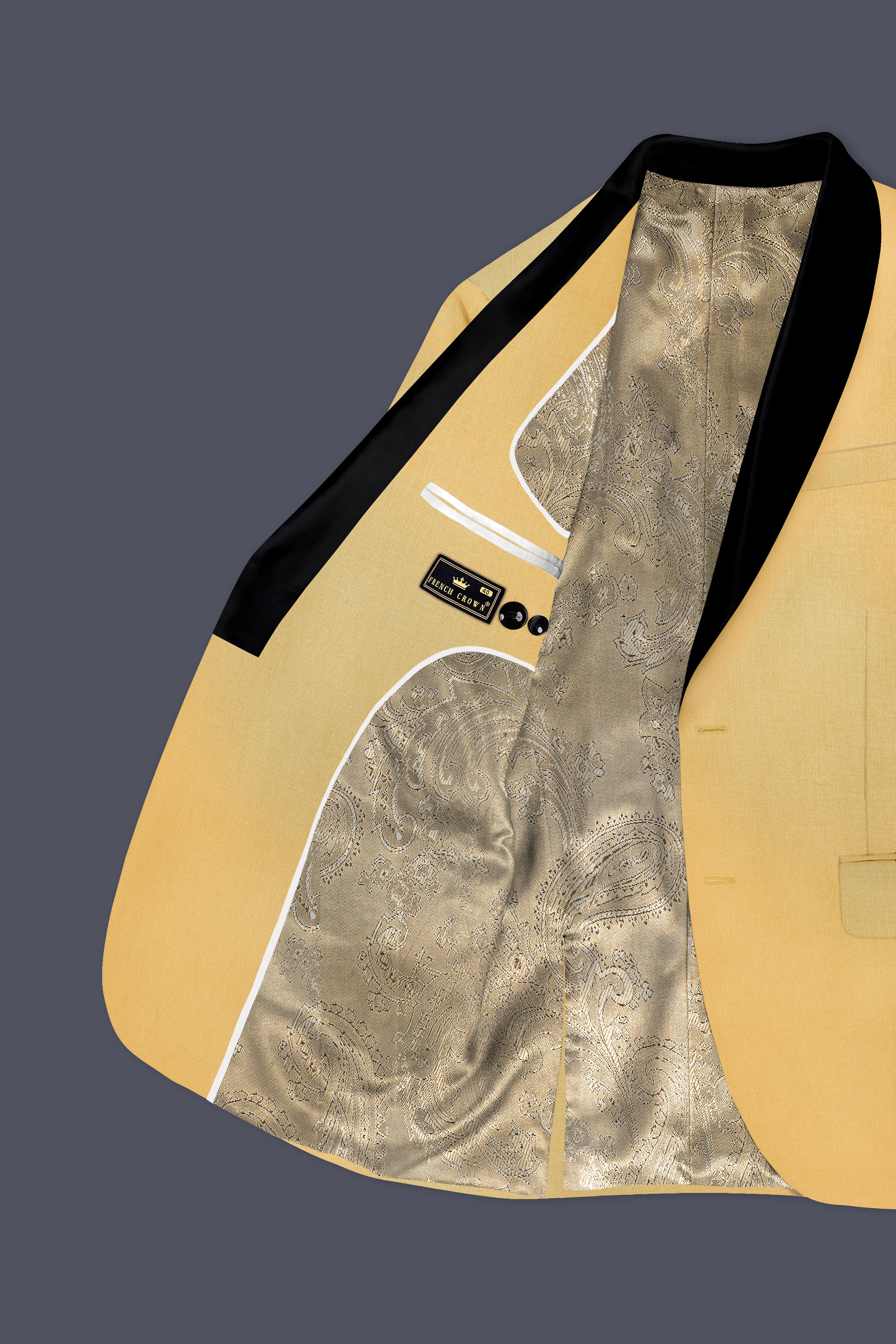 Saffron-Harvest Yellow Wool Rich Tuxedo Stretchable Traveler Suit