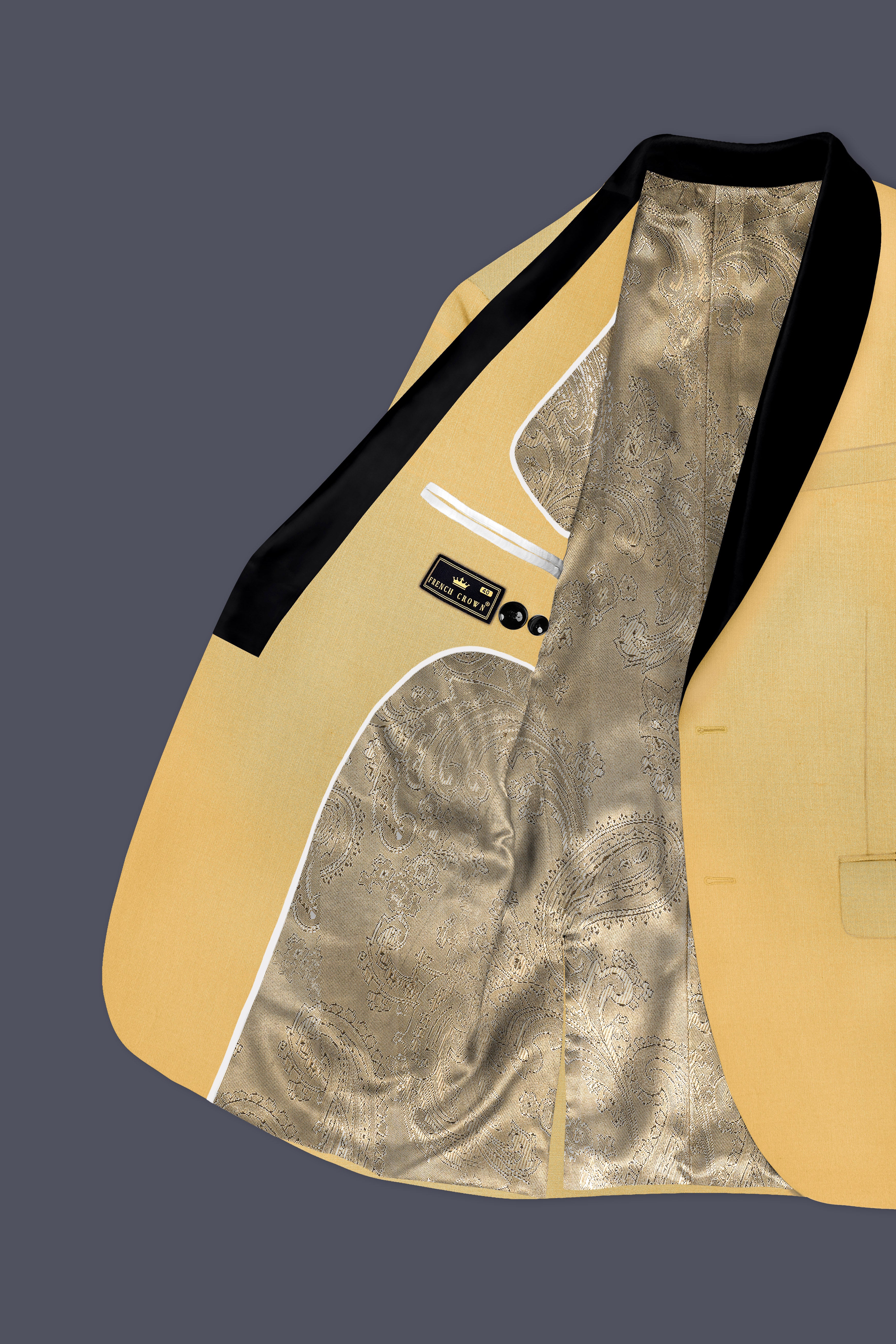 Saffron-Harvest Yellow Wool Rich Tuxedo Stretchable Traveler Suit