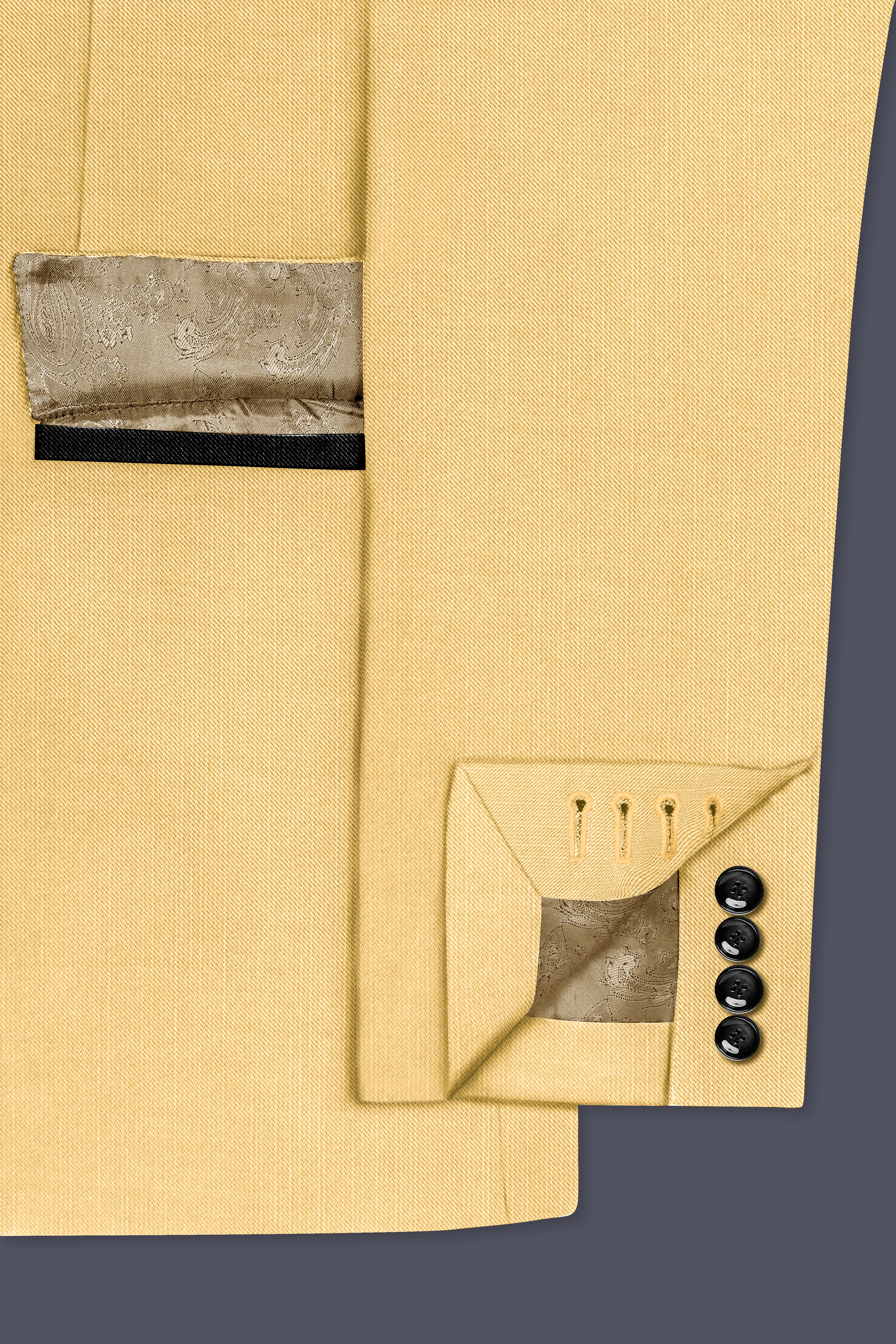 Saffron-Harvest Yellow Wool Rich Tuxedo Stretchable Traveler Suit