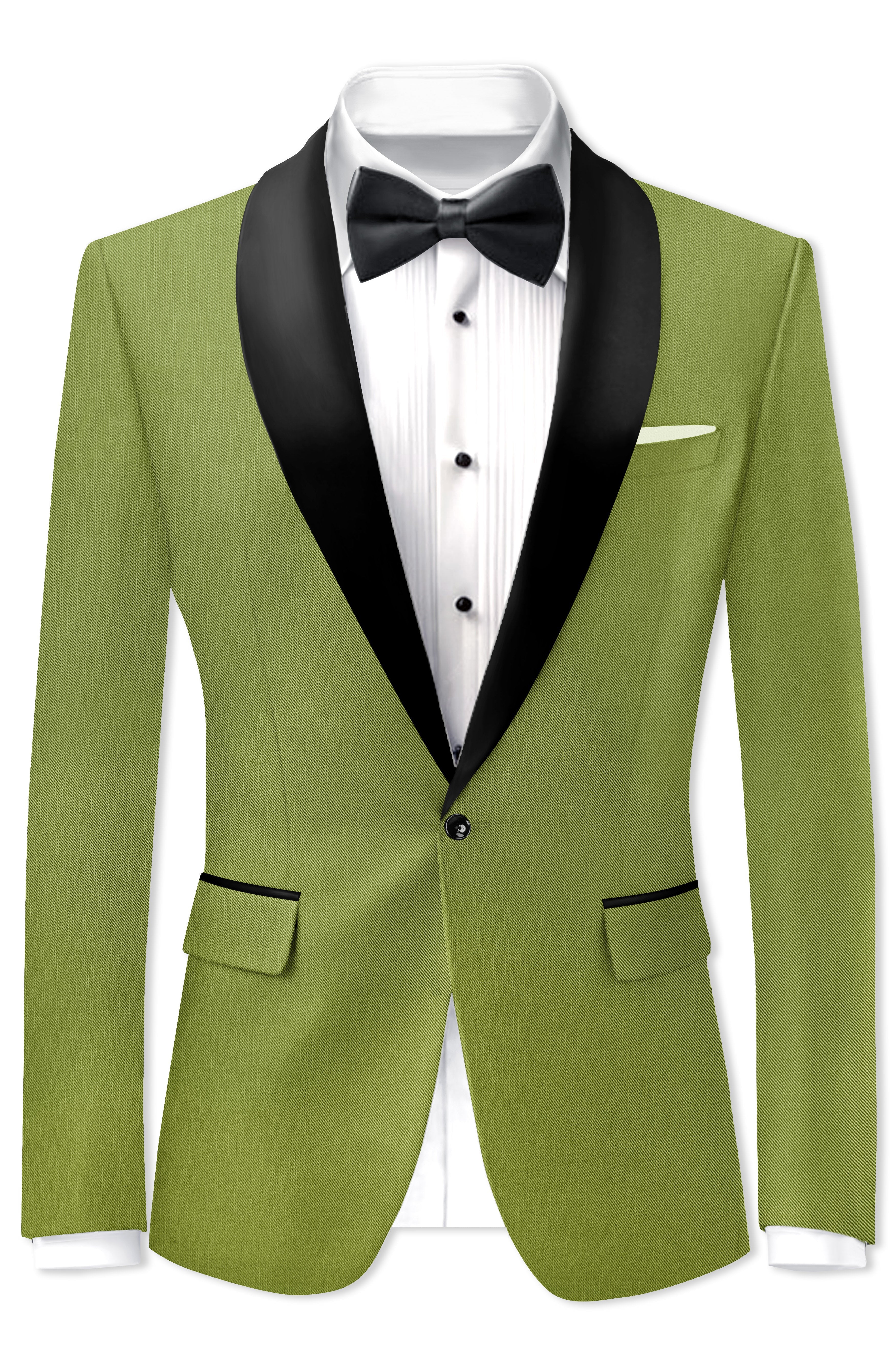 Pistachio-Wasabi Green Wool Rich Tuxedo Slight Stretch Suit