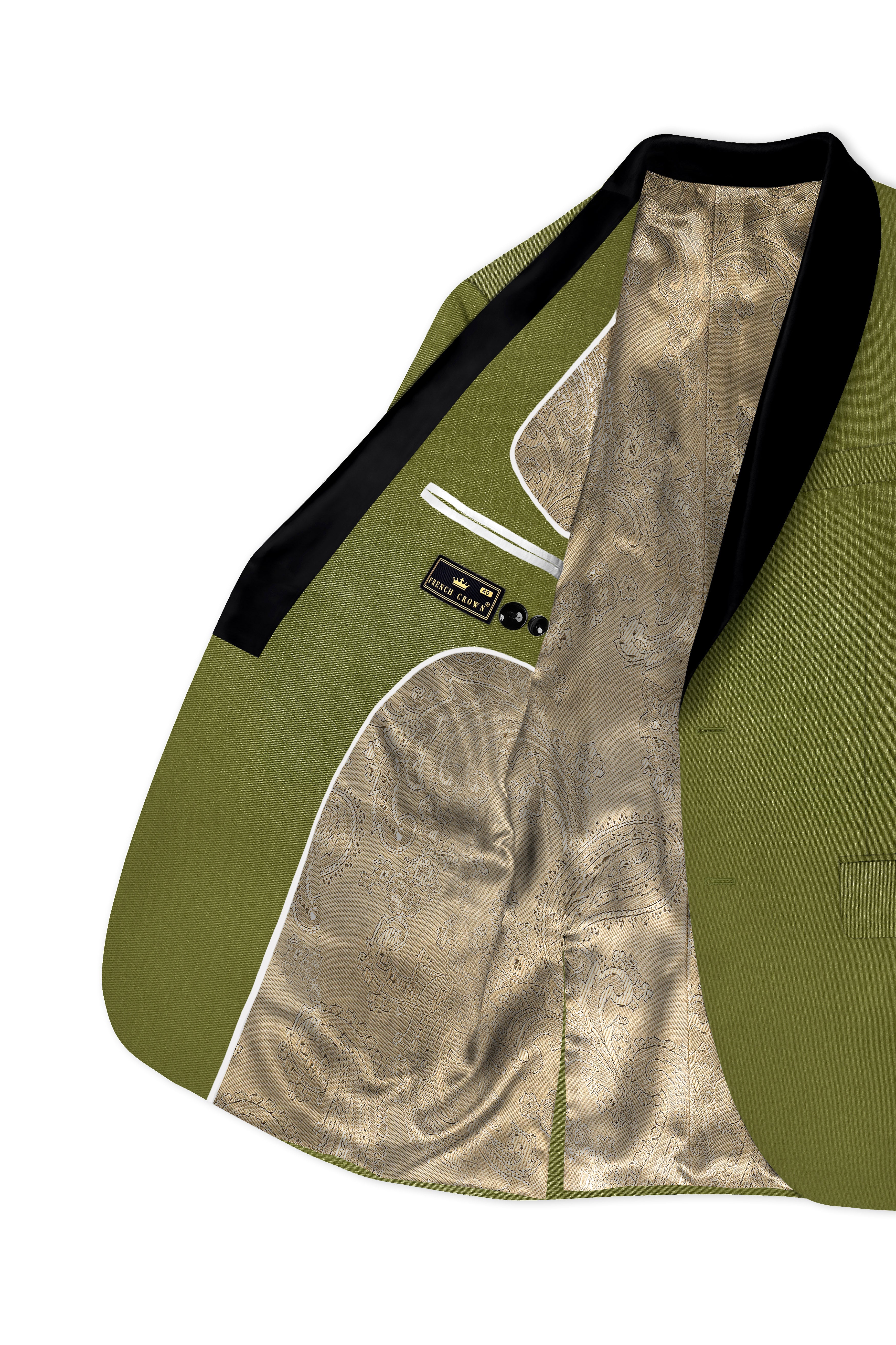 Glade-Muddy Green Wool Rich Tuxedo Stretchable Traveler Suit