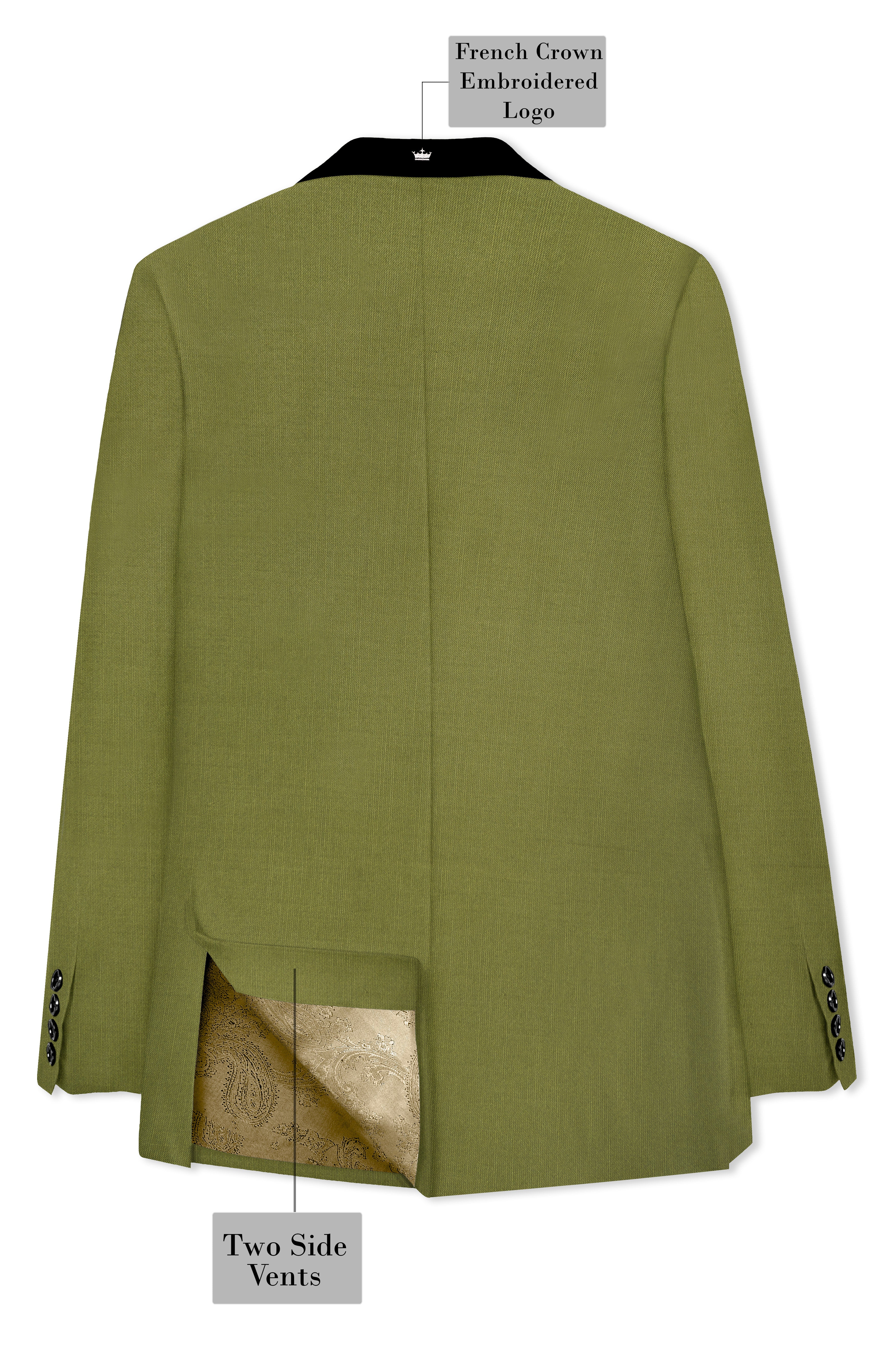 Glade-Muddy Green Wool Rich Tuxedo Stretchable Traveler Suit